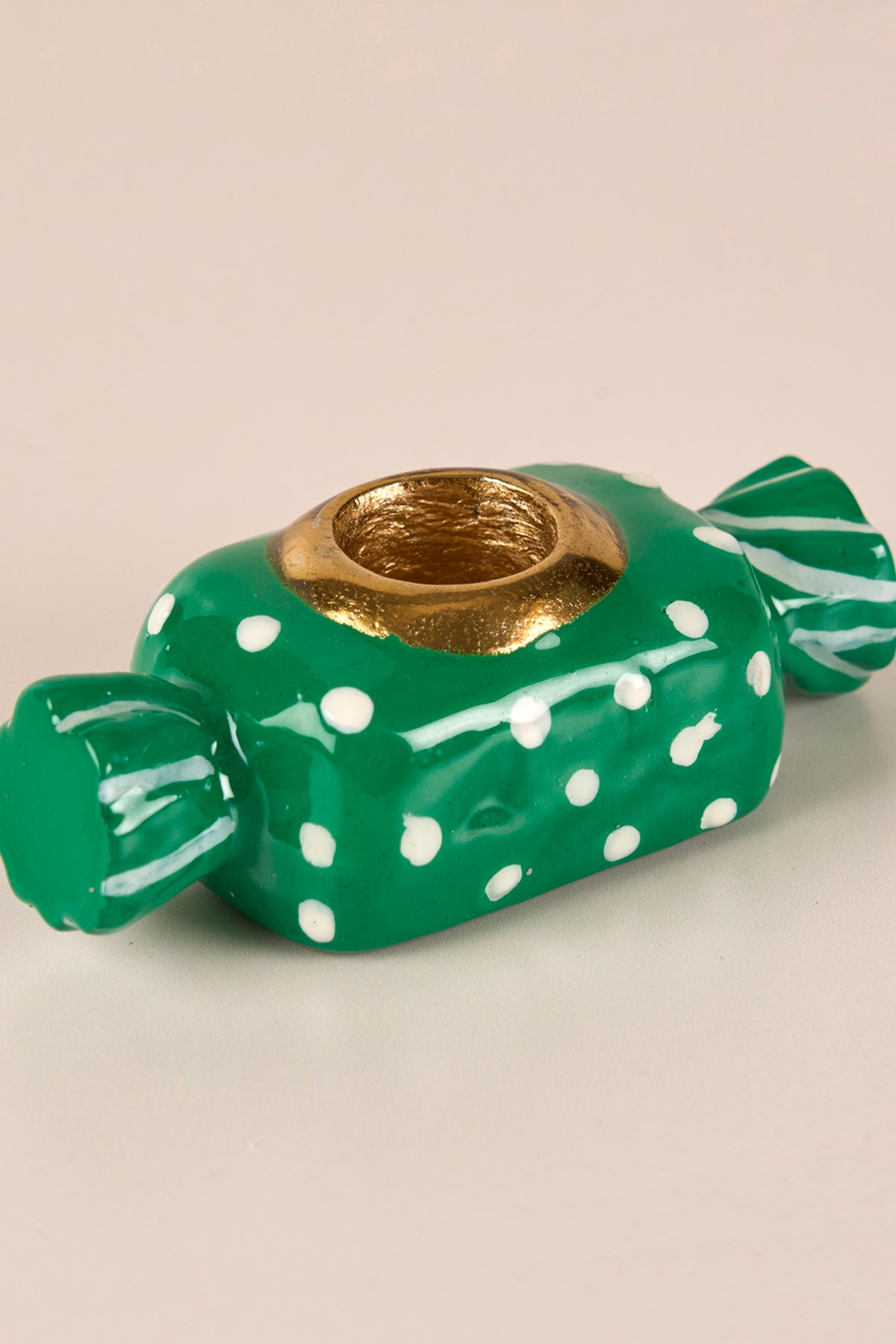 Bobbon Candy Metal Green Candle Holder