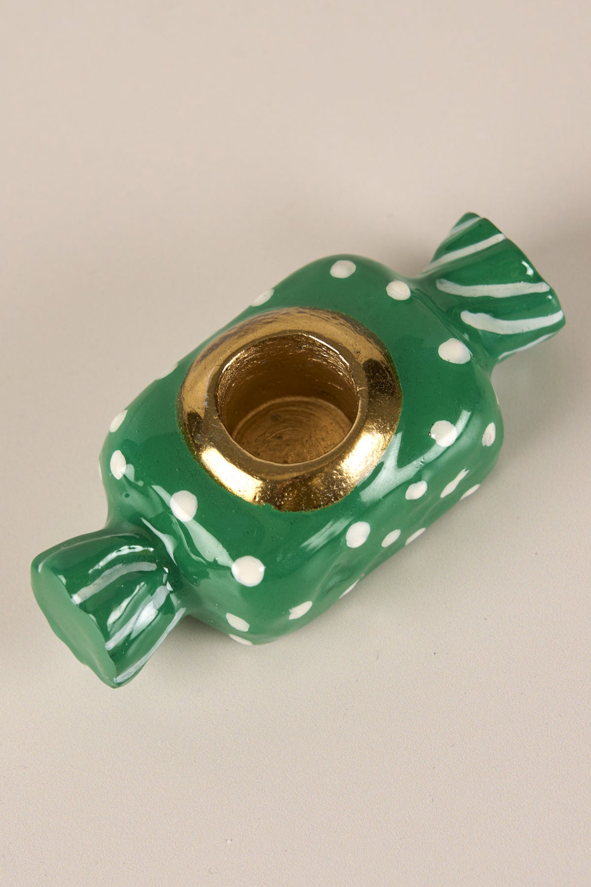 Bobbon Candy Metal Green Candle Holder