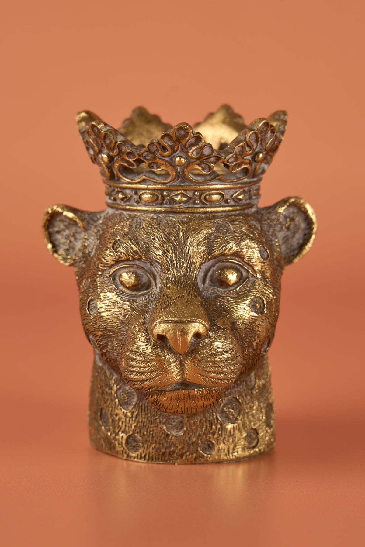 Leopold Loepard Metal Gold Candle Holder