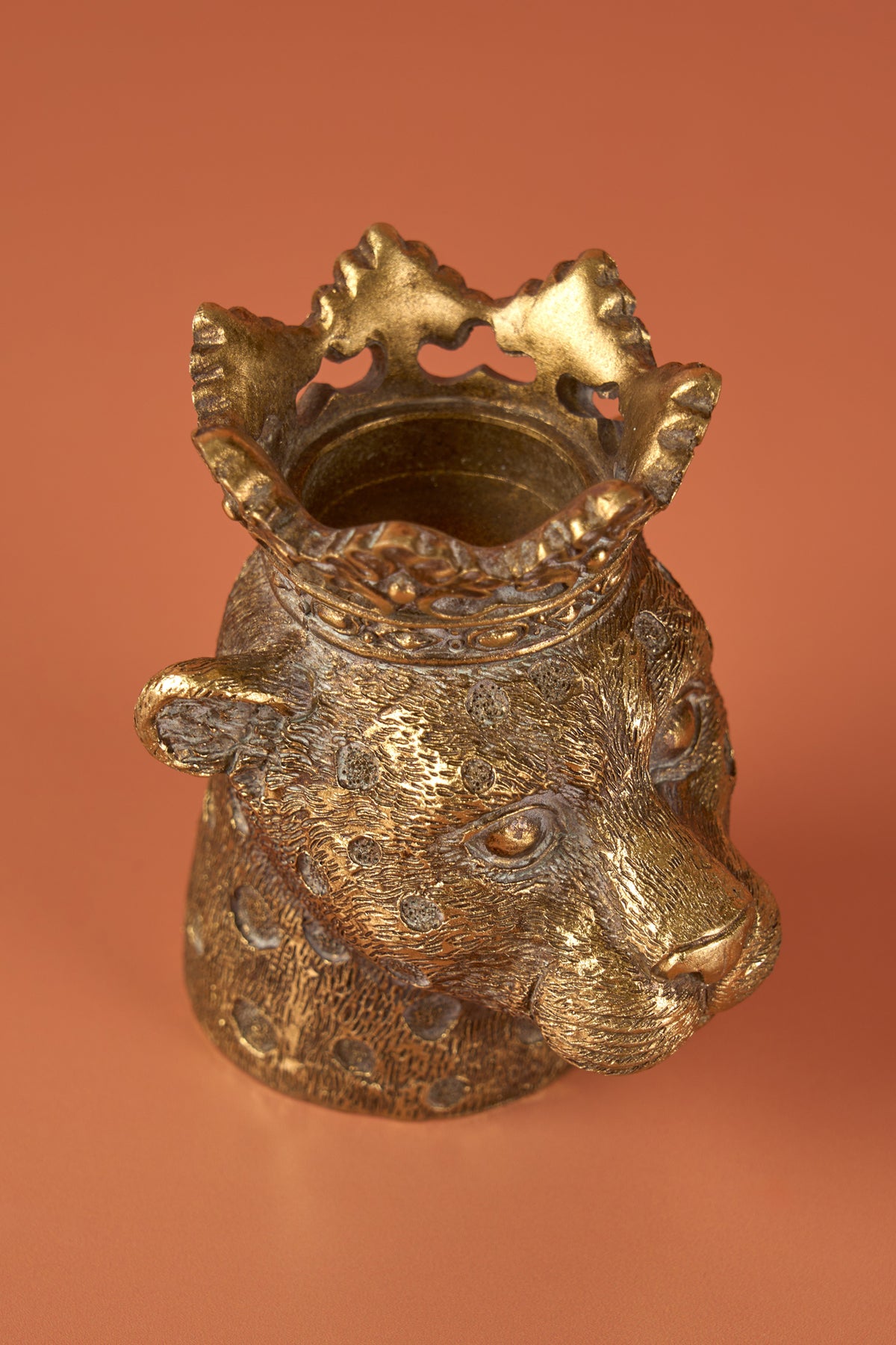 Leopold Loepard Metal Gold Candle Holder
