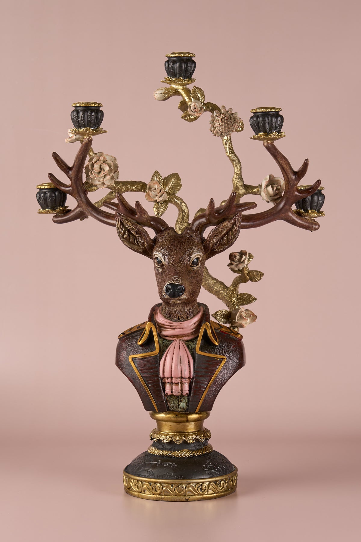 The General Deer Metal Brown Candle Holder
