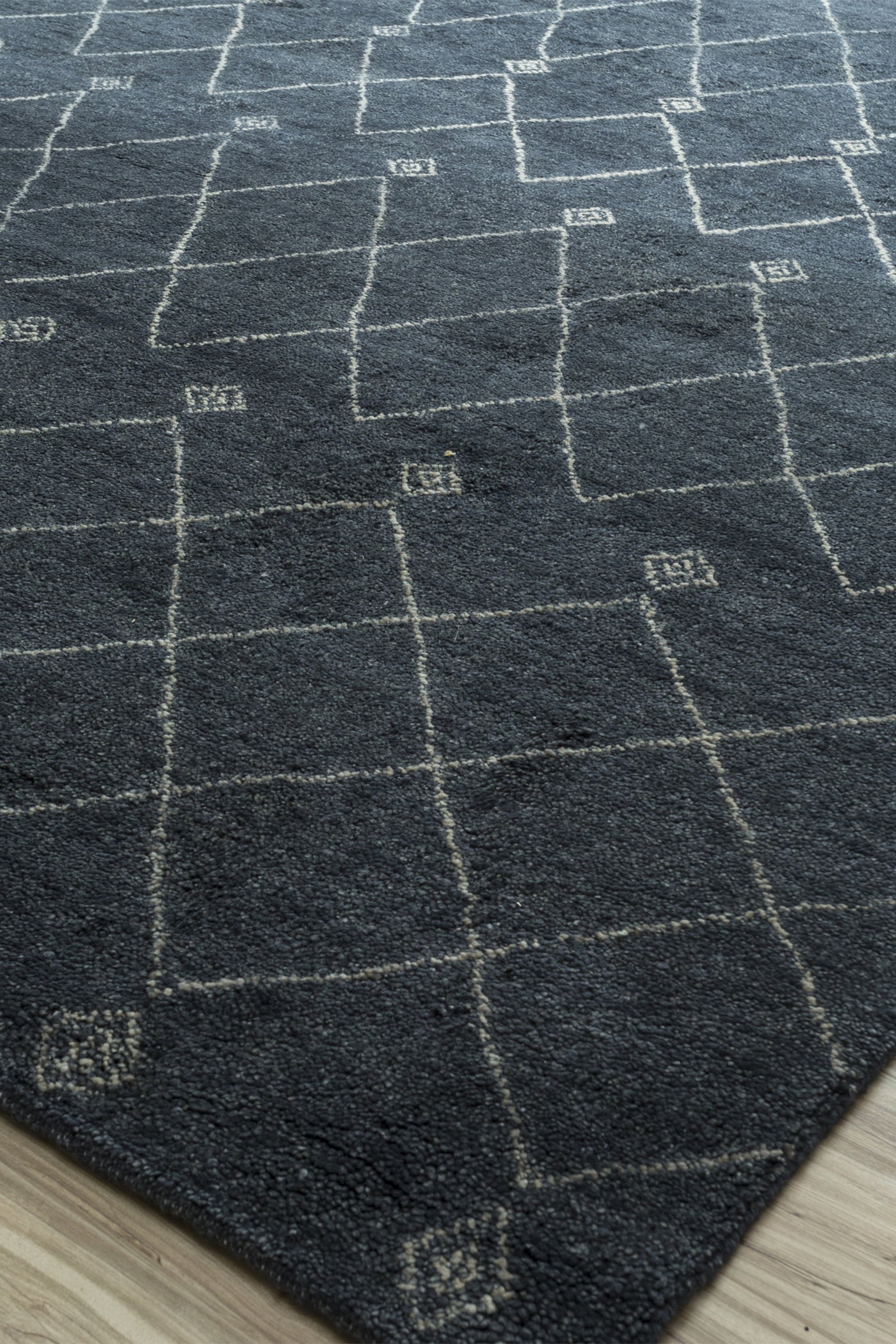 Jaipur Rugs Soft Geomatric Diamond 5X8 Feet Rug| Marine Blue Hand Knotted Rug Carpet For Living Room