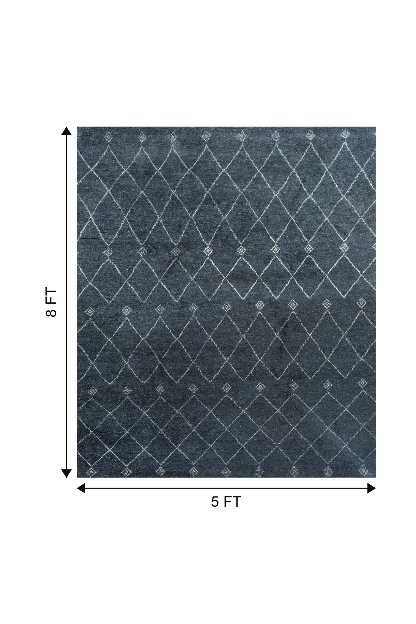 Jaipur Rugs Soft Geomatric Diamond 5X8 Feet Rug| Marine Blue Hand Knotted Rug Carpet For Living Room