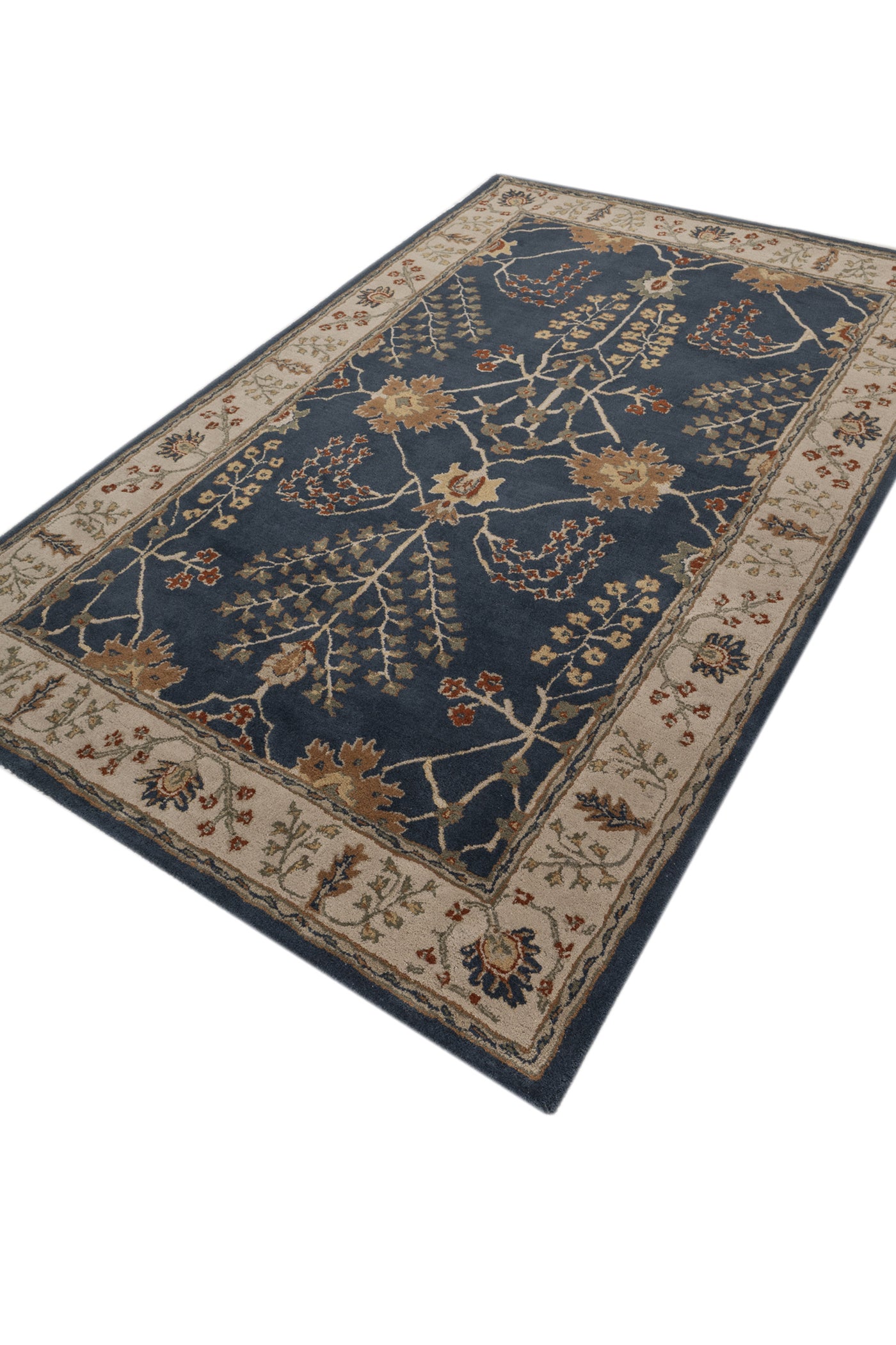 Jaipur Rugs Soft Oriental 3'6X5'6 Feet Rug| Indigo & Dark Ivory Hand Tufted Rug Carpet For Living Room