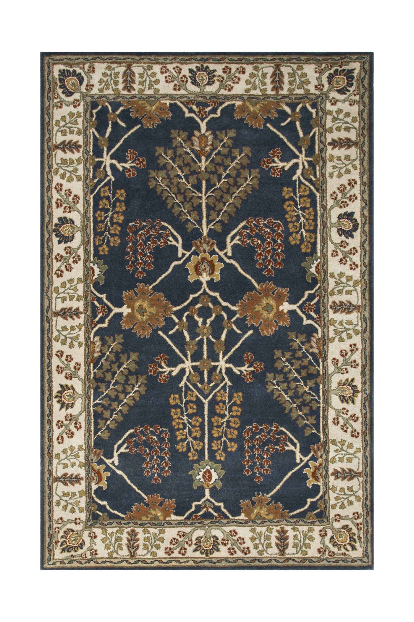 Jaipur Rugs Soft Oriental 3'6X5'6 Feet Rug| Indigo & Dark Ivory Hand Tufted Rug Carpet For Living Room
