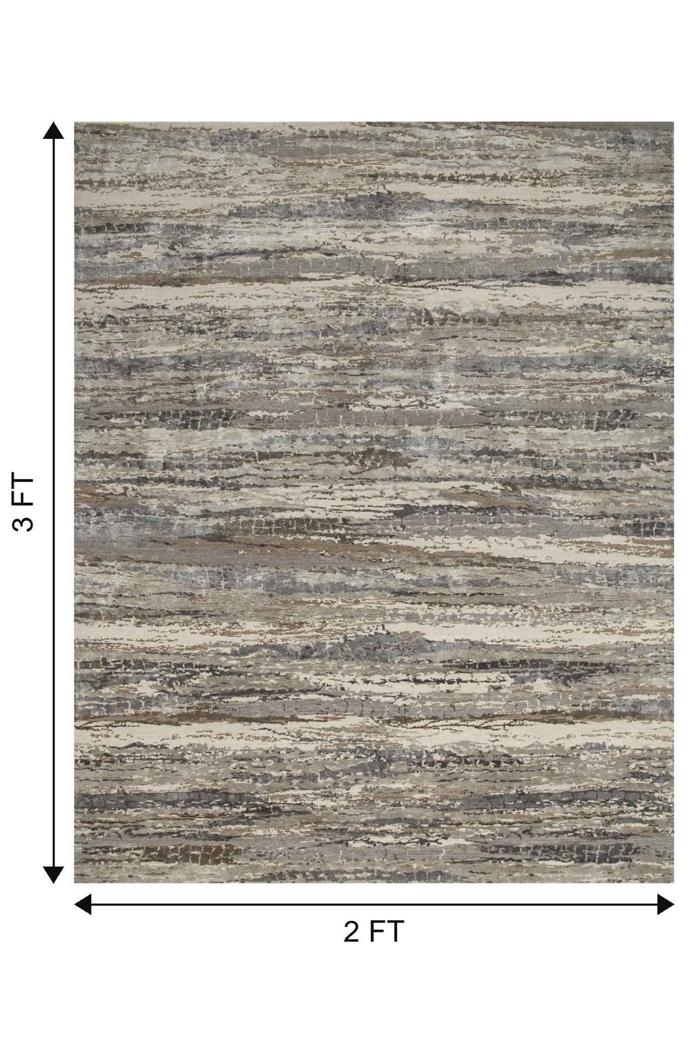 Jaipur Rugs Soft Abstract 2X3 Feet Rug| Antique White & Ashwood Hand Knotted Rug Carpet For Living Room