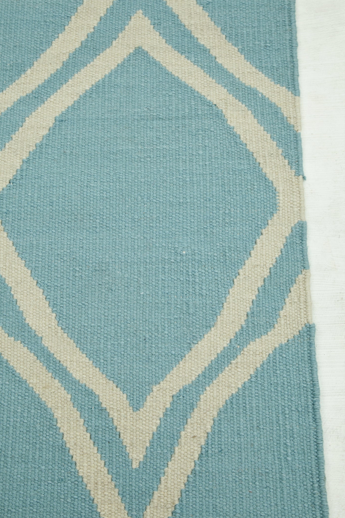 Jaipur Rugs Soft Geomatric Trellis 5X8 Feet Rug| Aruba Blue & White Hand Knotted Dhurrie Carpet For Living Room