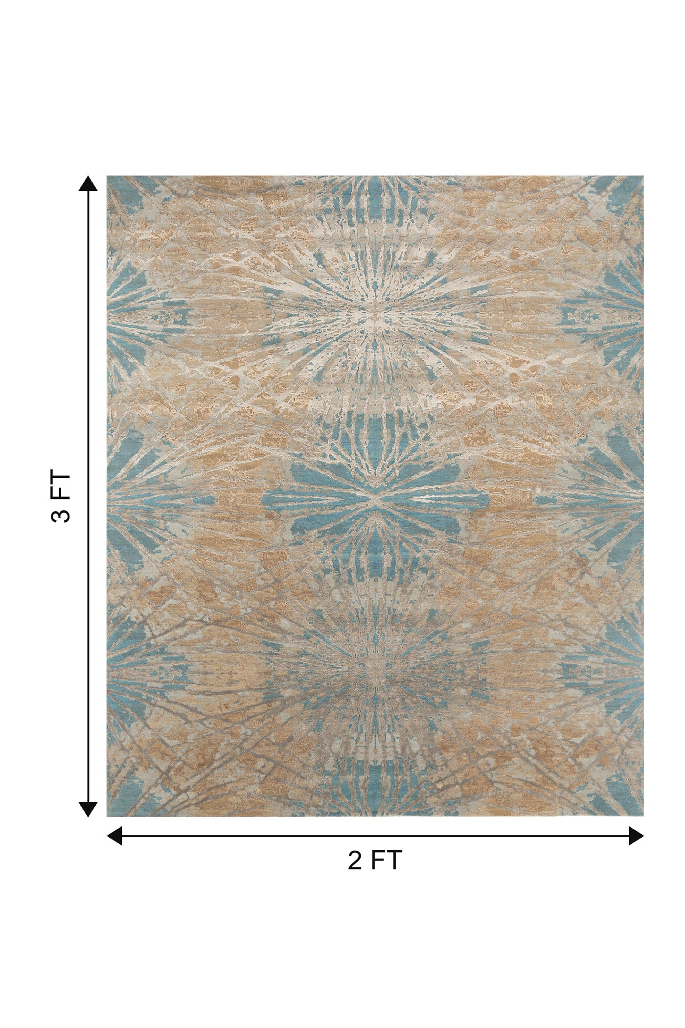 Jaipur Rugs Soft Abstract 2X3 Feet Rug| Mink & Light Turquoise Hand Knotted Rug Carpet For Living Room