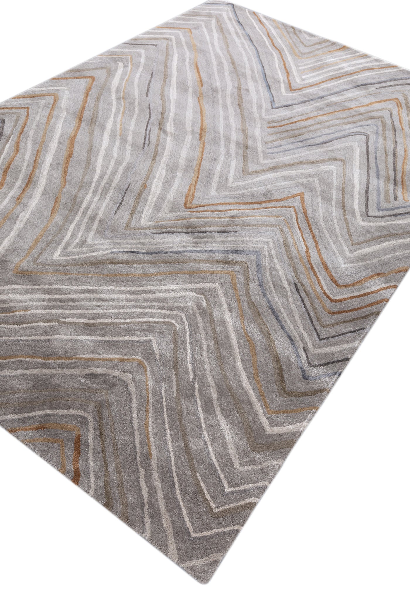 Jaipur Rugs Soft Chevron 5X8 Feet Rug| Ashwood & Dark Taupe Hand Tufted Rug Carpet For Living Room