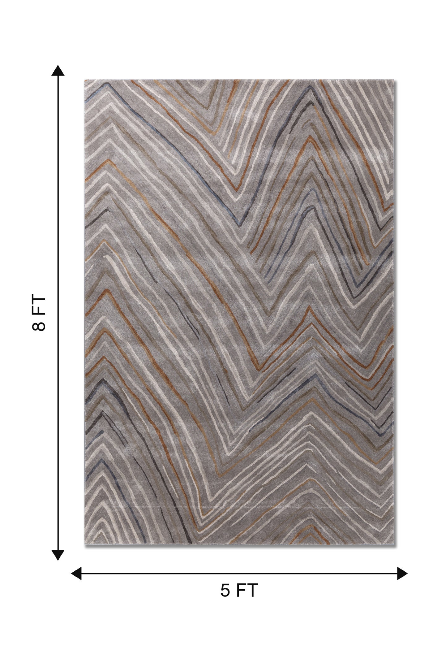 Jaipur Rugs Soft Chevron 5X8 Feet Rug| Ashwood & Dark Taupe Hand Tufted Rug Carpet For Living Room