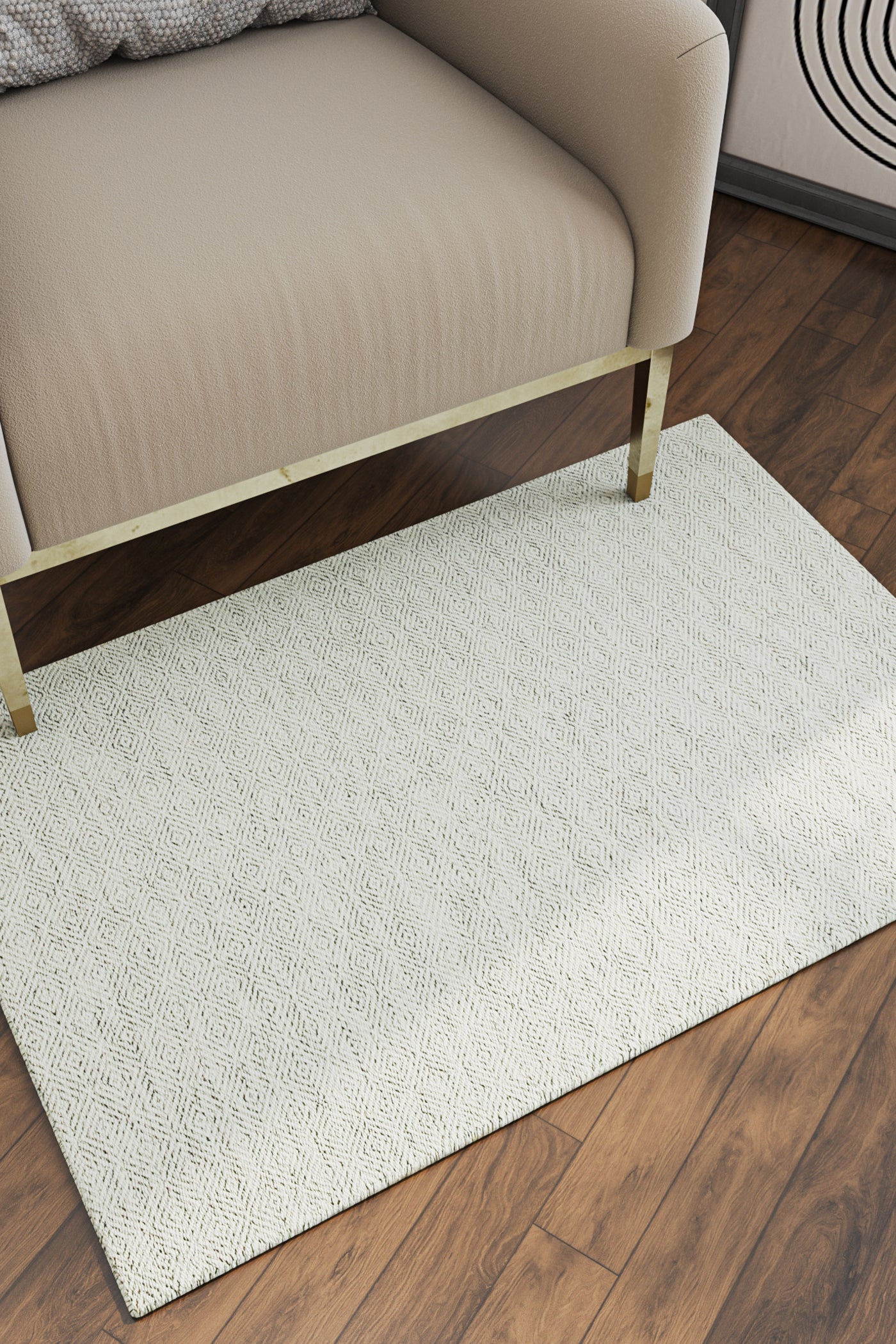 Jaipur Rugs Soft Diamond 2X3 Feet Rug| White Hand Knotted Dhurrie Carpet For Living Room