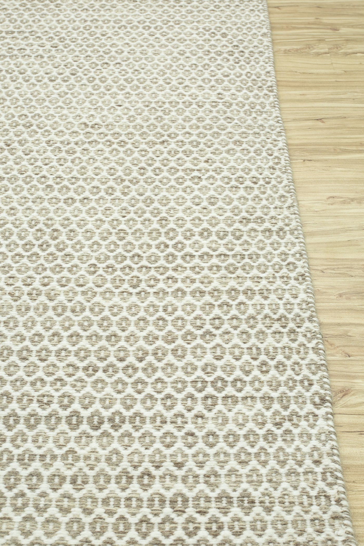 Jaipur Rugs Soft Geomatric 7'10X9'10 Feet Rug| Medium Brown & White Hand Knotted Dhurrie Carpet For Living Room