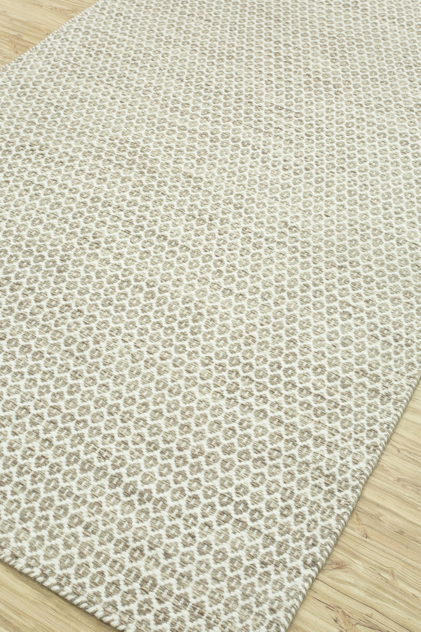 Jaipur Rugs Soft Geomatric 7'10X9'10 Feet Rug| Medium Brown & White Hand Knotted Dhurrie Carpet For Living Room