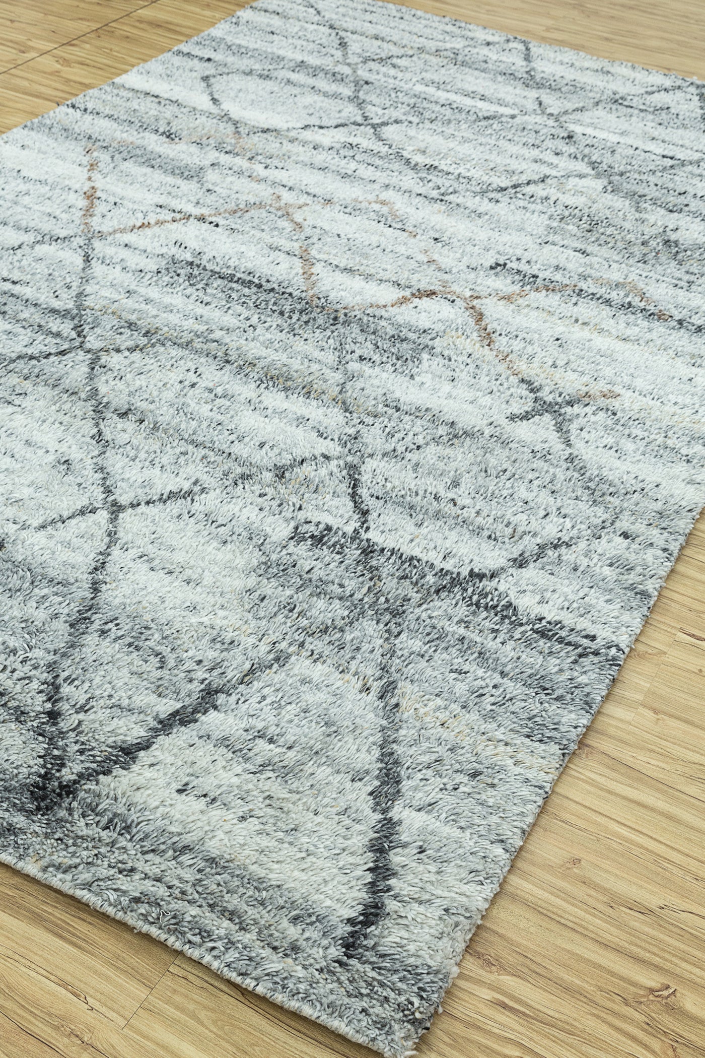Jaipur Rugs Soft Moroccan Tribal 5X8 Feet Rug| Glacier Gray & Marine Blue Hand Knotted Rug Carpet For Living Room