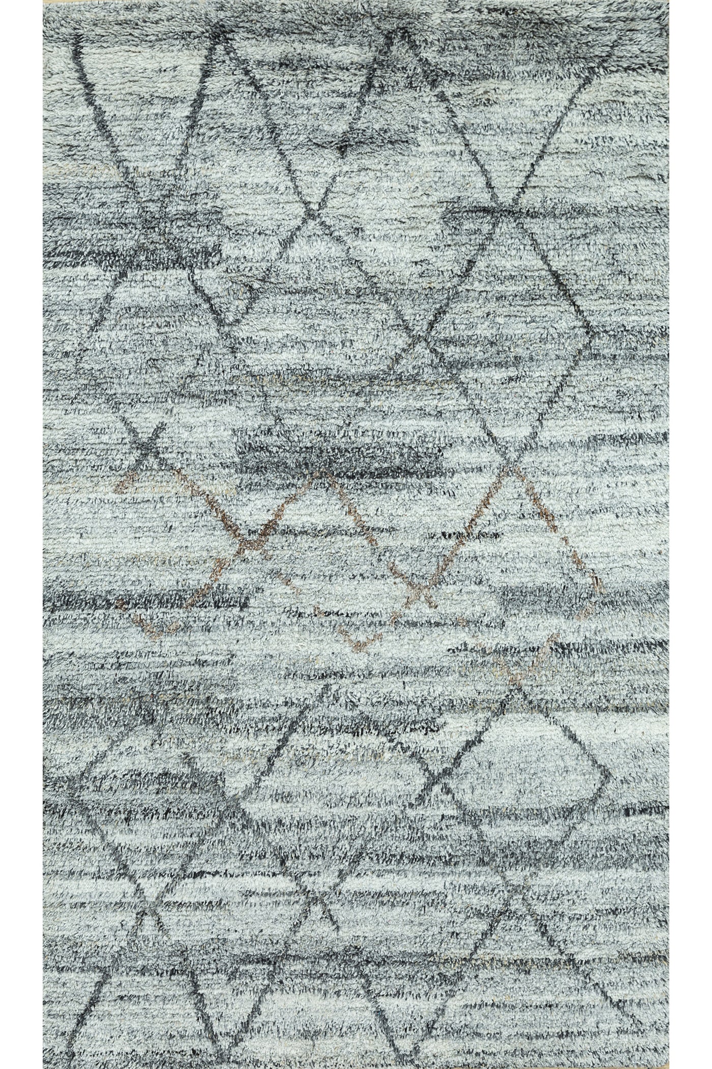 Jaipur Rugs Soft Moroccan Tribal 5X8 Feet Rug| Glacier Gray & Marine Blue Hand Knotted Rug Carpet For Living Room