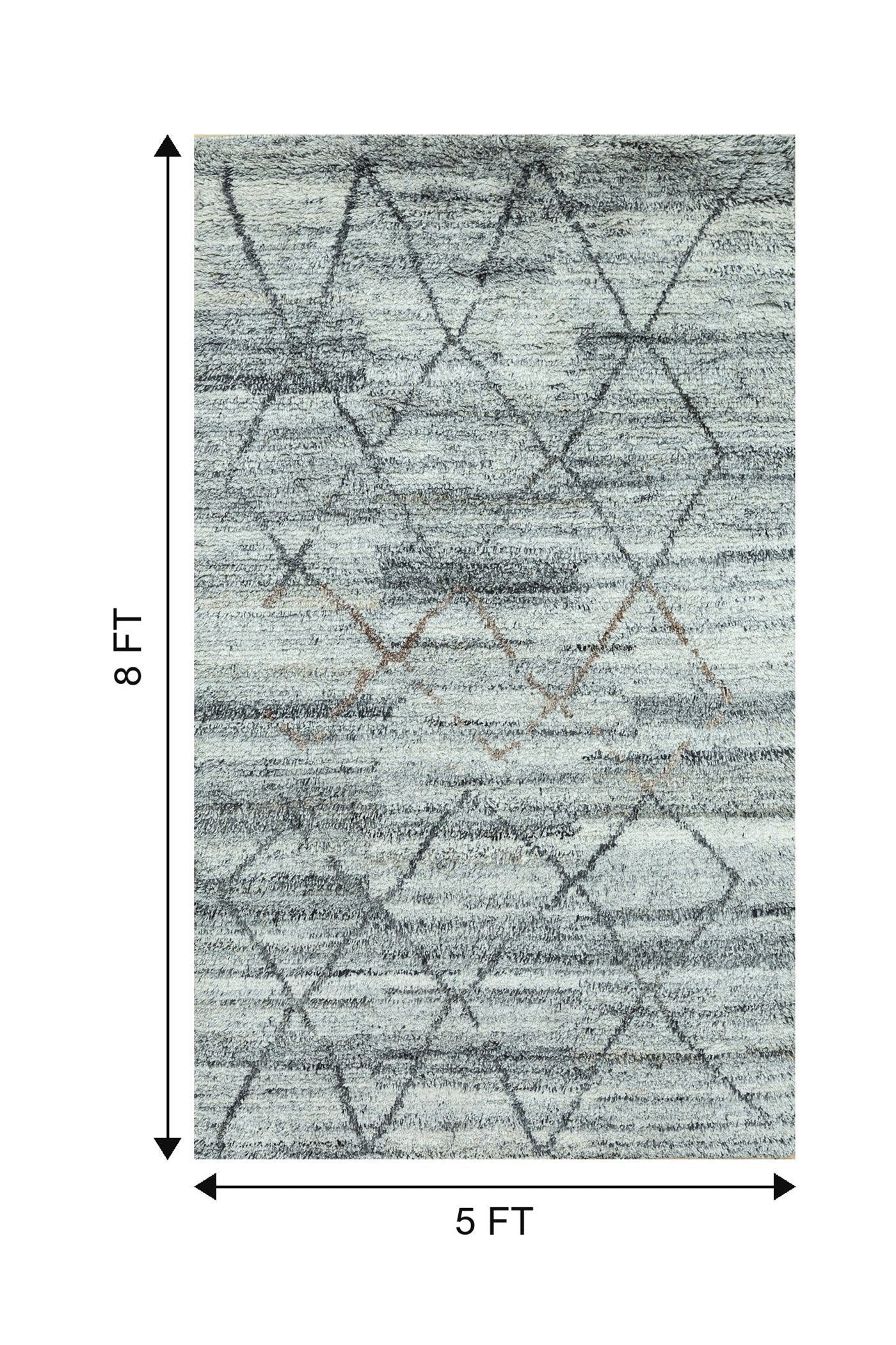 Jaipur Rugs Soft Moroccan Tribal 5X8 Feet Rug| Glacier Gray & Marine Blue Hand Knotted Rug Carpet For Living Room