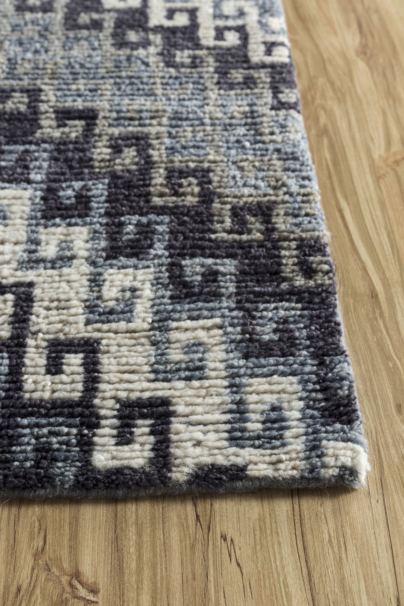 Jaipur Rugs Soft Modern Greek Key 5X8 Feet Rug| Orion Blue & Medium Taupe Hand Knotted Rug Carpet For Living Room