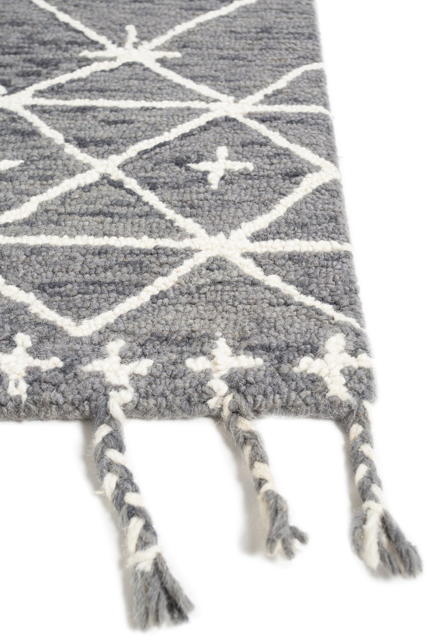 Jaipur Rugs Soft Geometric 8X10 Feet Rug| Ebony Slate & Snow White Hand Tufted Rug Carpet For Living Room