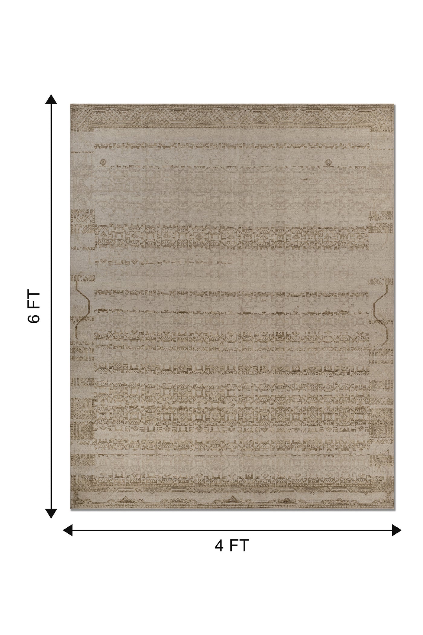 Jaipur Rugs Soft Oriental 4X6 Feet Rug| White & Dark Ivory Hand Knotted Rug Carpet For Living Room