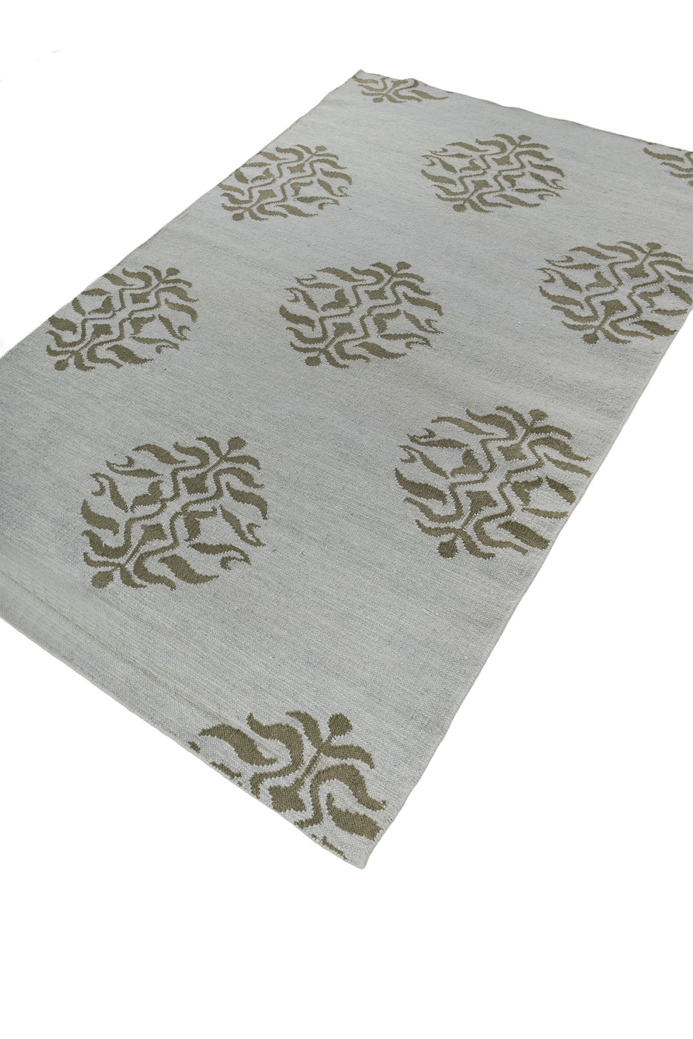 Jaipur Rugs Soft Damask 5X8 Feet Rug| Light Turquoise & Bronze Green Hand Knotted Dhurrie Carpet For Living Room