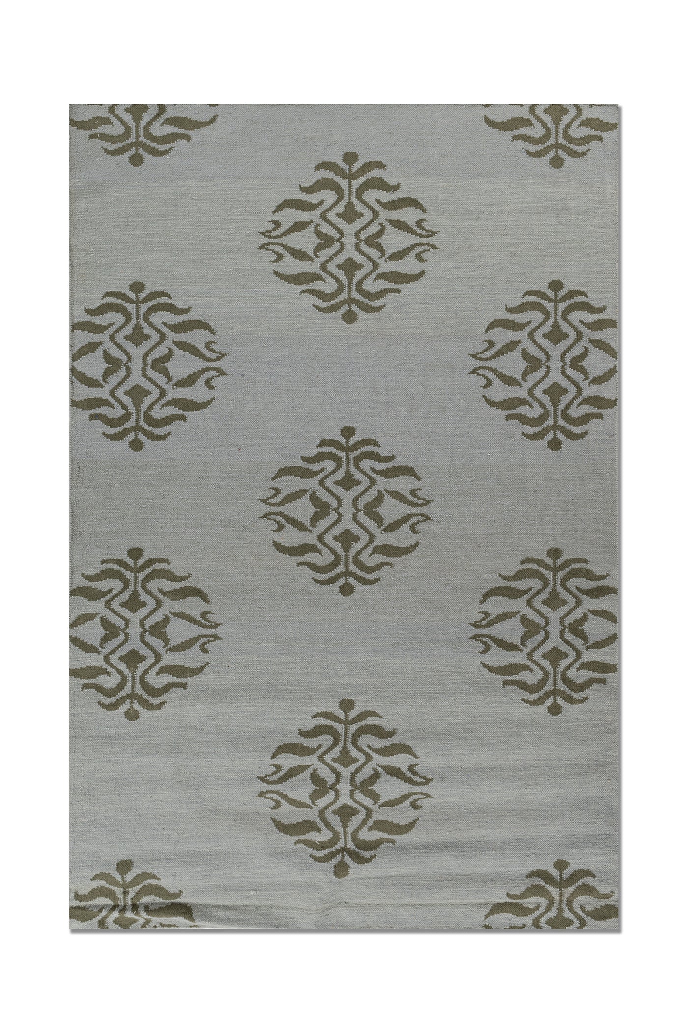 Jaipur Rugs Soft Damask 5X8 Feet Rug| Light Turquoise & Bronze Green Hand Knotted Dhurrie Carpet For Living Room