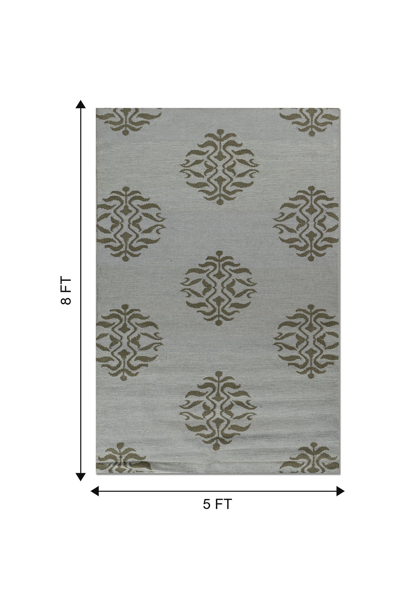 Jaipur Rugs Soft Damask 5X8 Feet Rug| Light Turquoise & Bronze Green Hand Knotted Dhurrie Carpet For Living Room