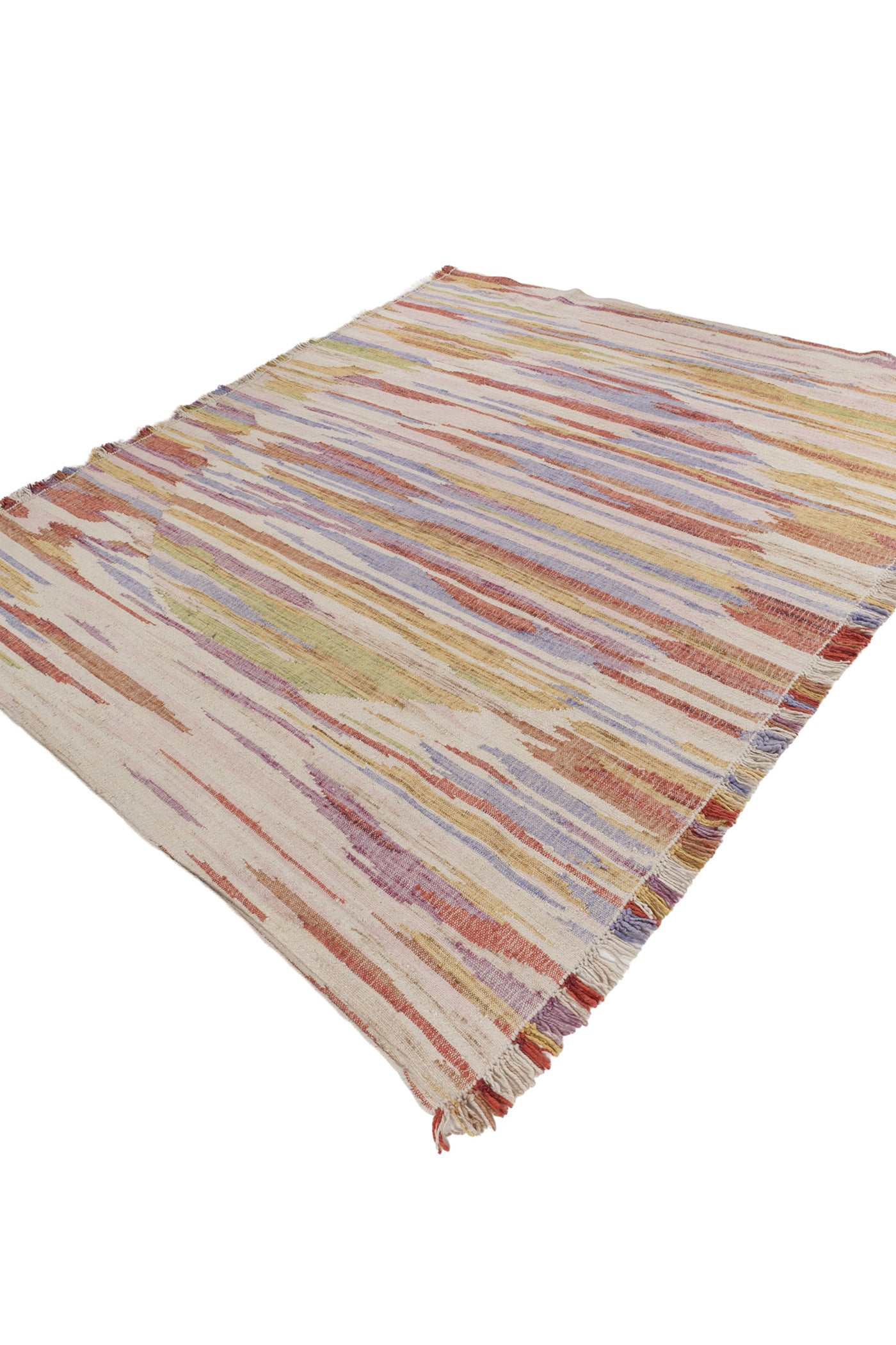 Jaipur Rugs Soft Abstract 9X12 Feet Rug| Linen White & Pink Tint Hand Knotted Dhurrie Carpet For Living Room