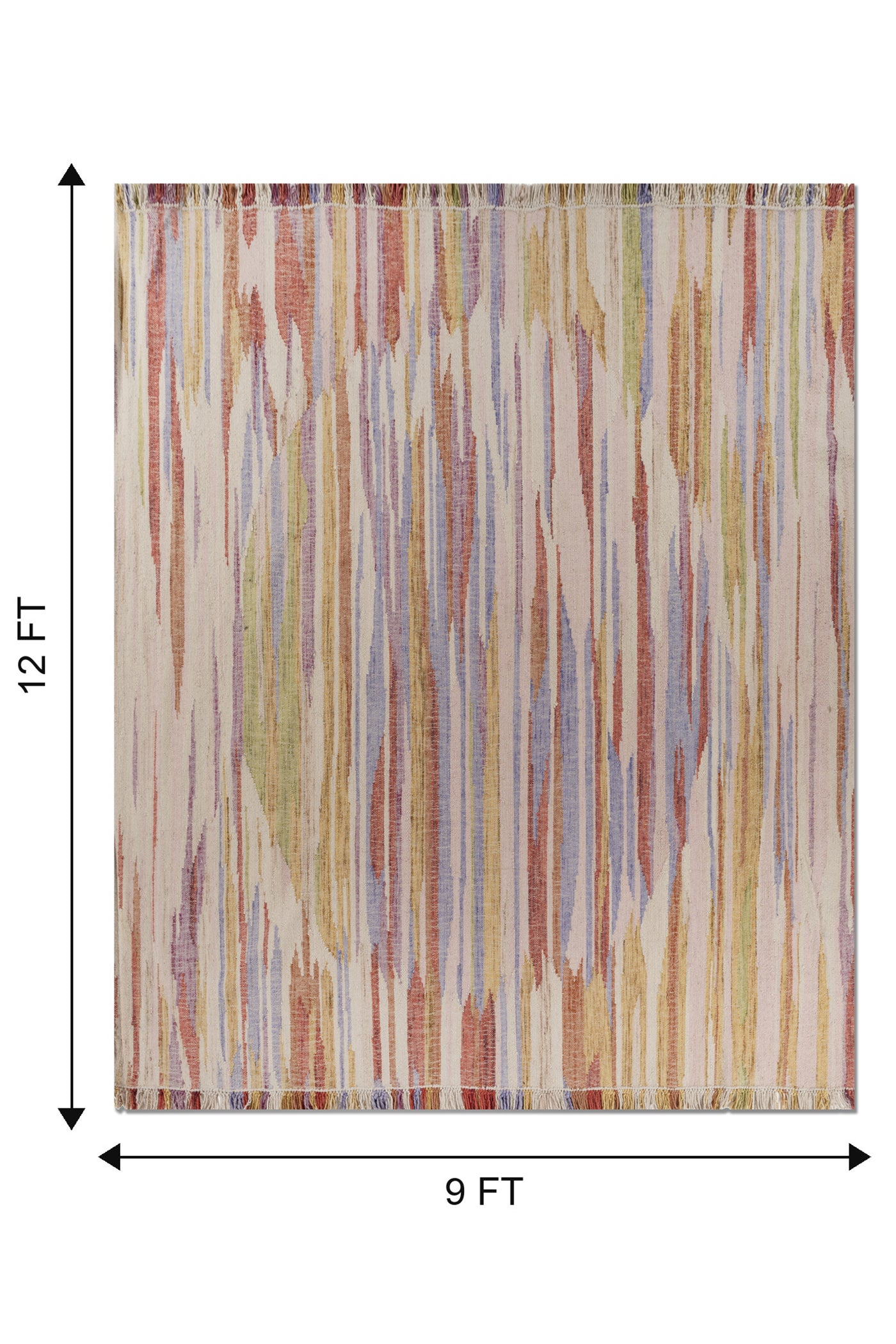 Jaipur Rugs Soft Abstract 9X12 Feet Rug| Linen White & Pink Tint Hand Knotted Dhurrie Carpet For Living Room