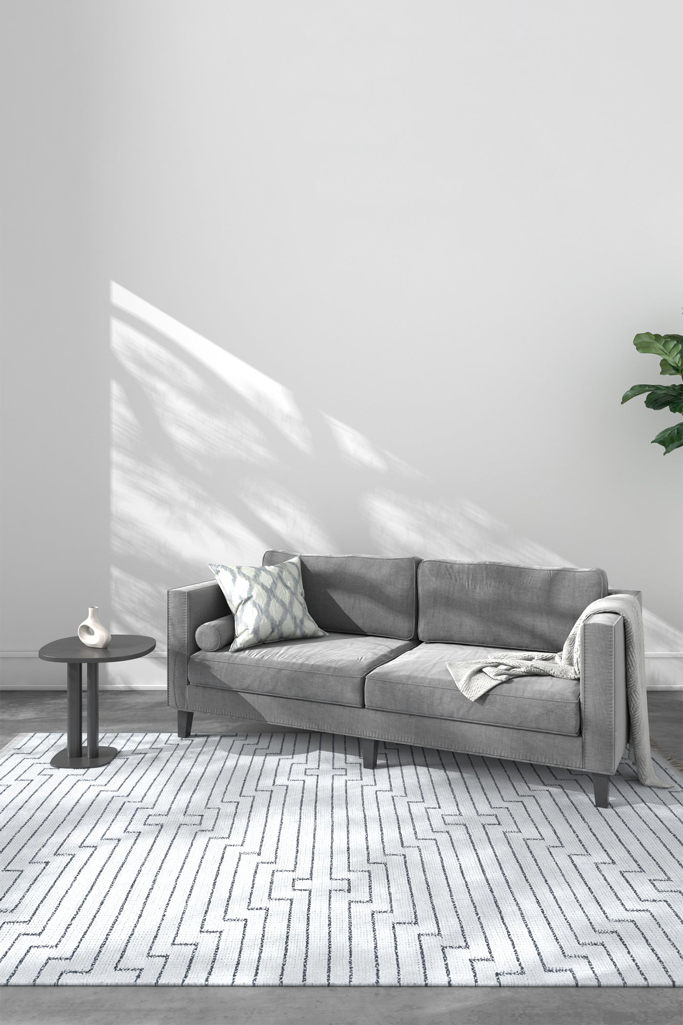 Jaipur Rugs Soft Geomatric 5X8 Feet Rug| White & Ebony Hand Woven Rug Carpet For Living Room