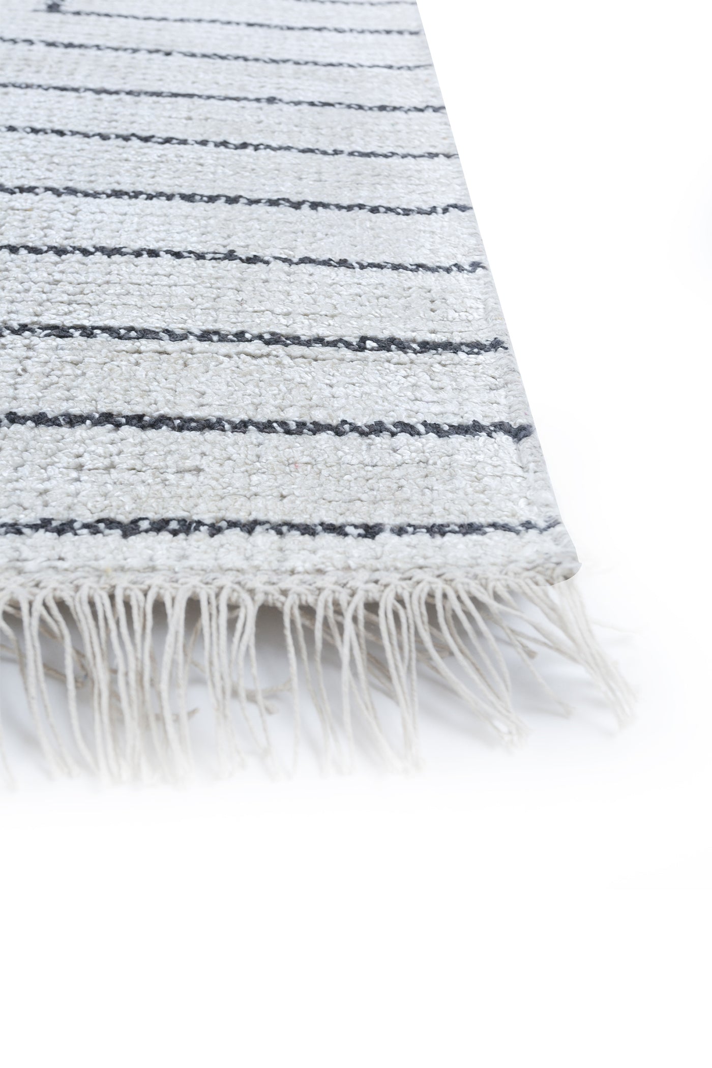 Jaipur Rugs Soft Geomatric 5X8 Feet Rug| White & Ebony Hand Woven Rug Carpet For Living Room