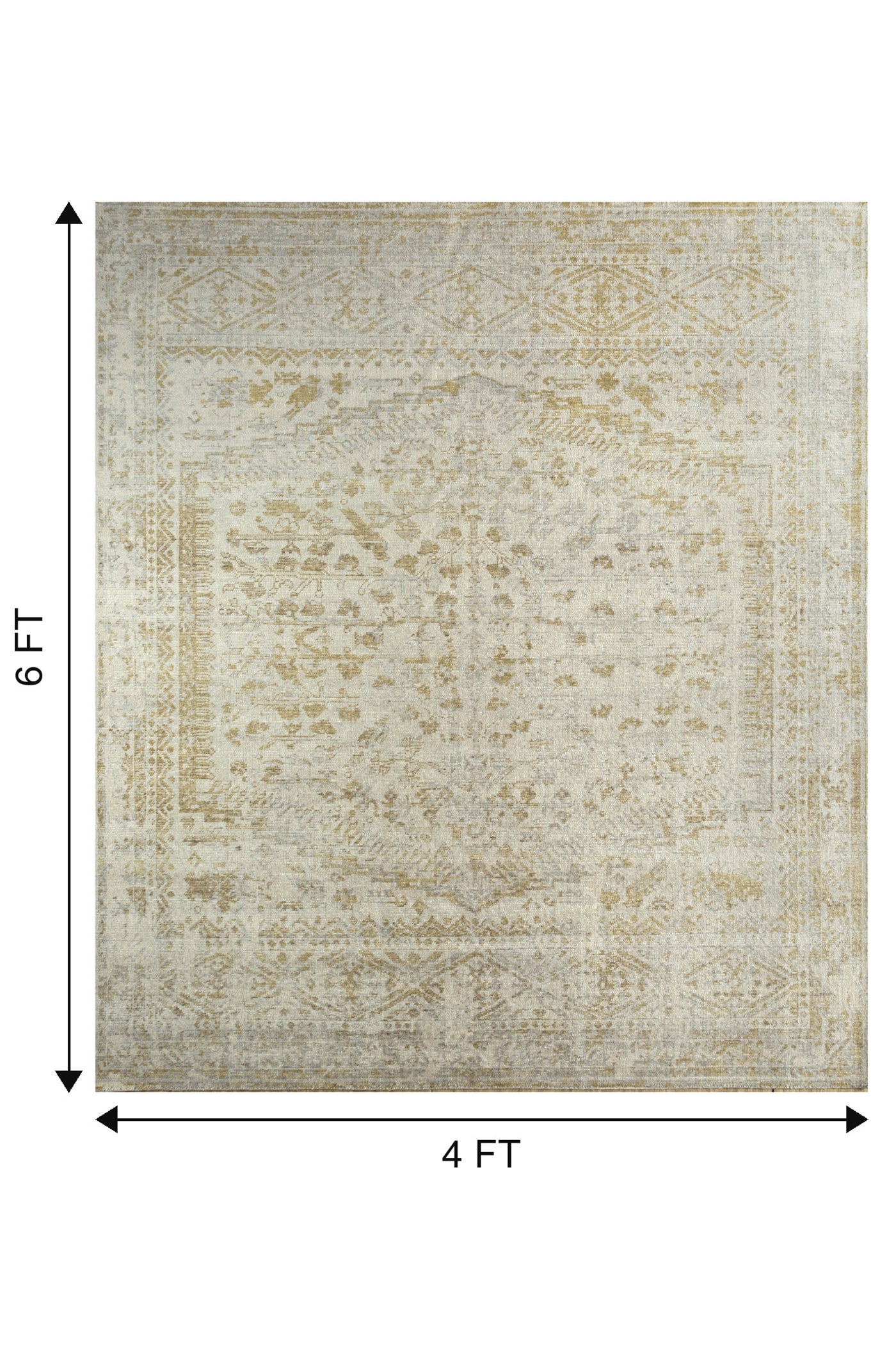 Jaipur Rugs Soft Oriental 4X6 Feet Rug| White & Cloud White Hand Knotted Rug Carpet For Living Room