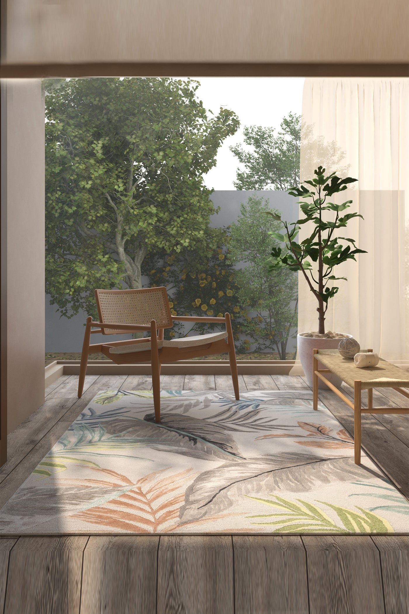 Jaipur Rugs Soft Botanical 6X9 Feet Rug| Antique White & Sea Mist Green Hand Tufted Rug Carpet For Living Room