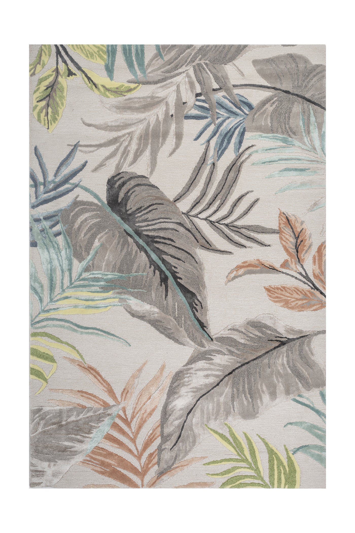 Jaipur Rugs Soft Botanical 6X9 Feet Rug| Antique White & Sea Mist Green Hand Tufted Rug Carpet For Living Room