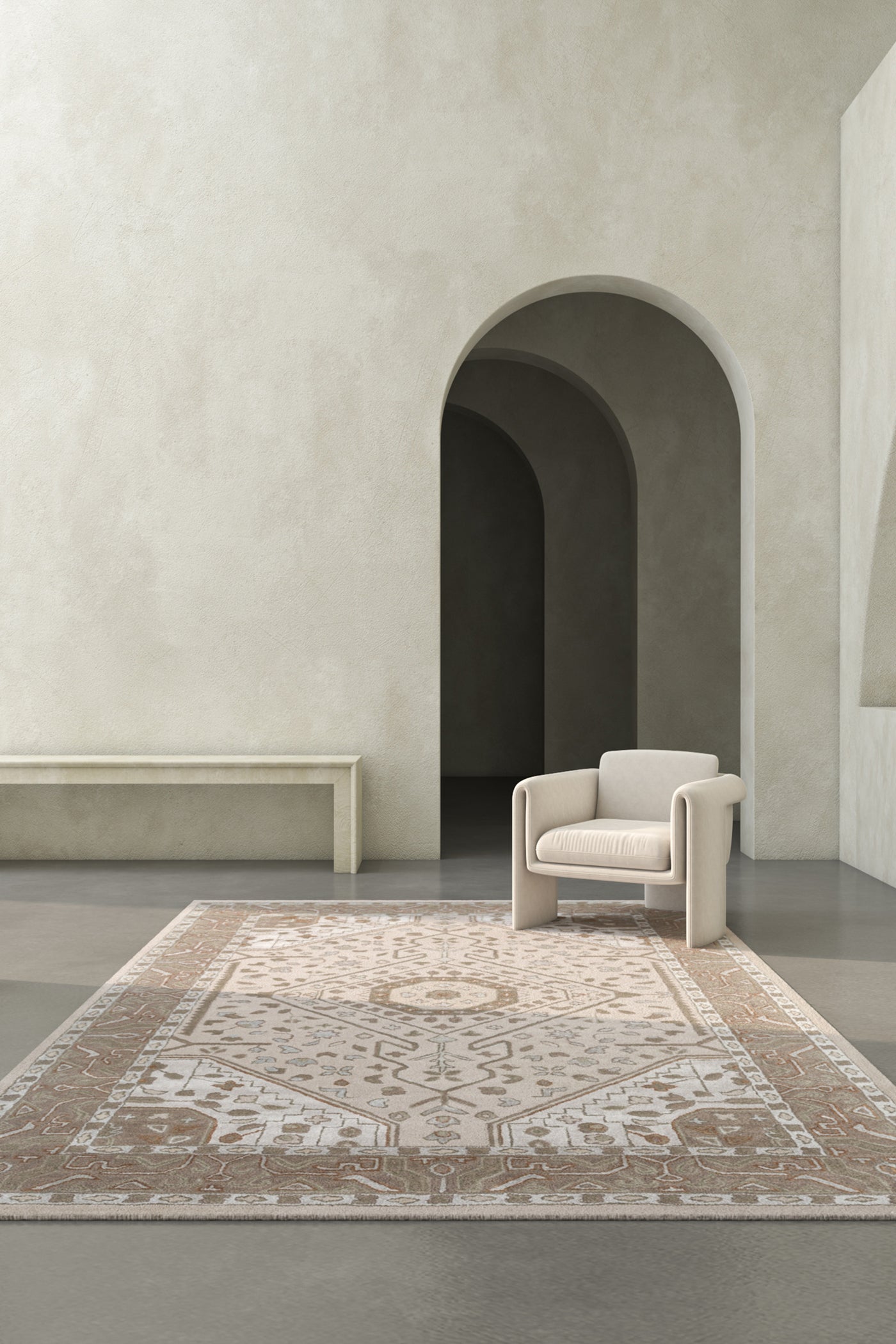 Jaipur Rugs Soft Medallion 6X9 Feet Rug| Beige & Swiss Coffee Hand Tufted Rug Carpet For Living Room