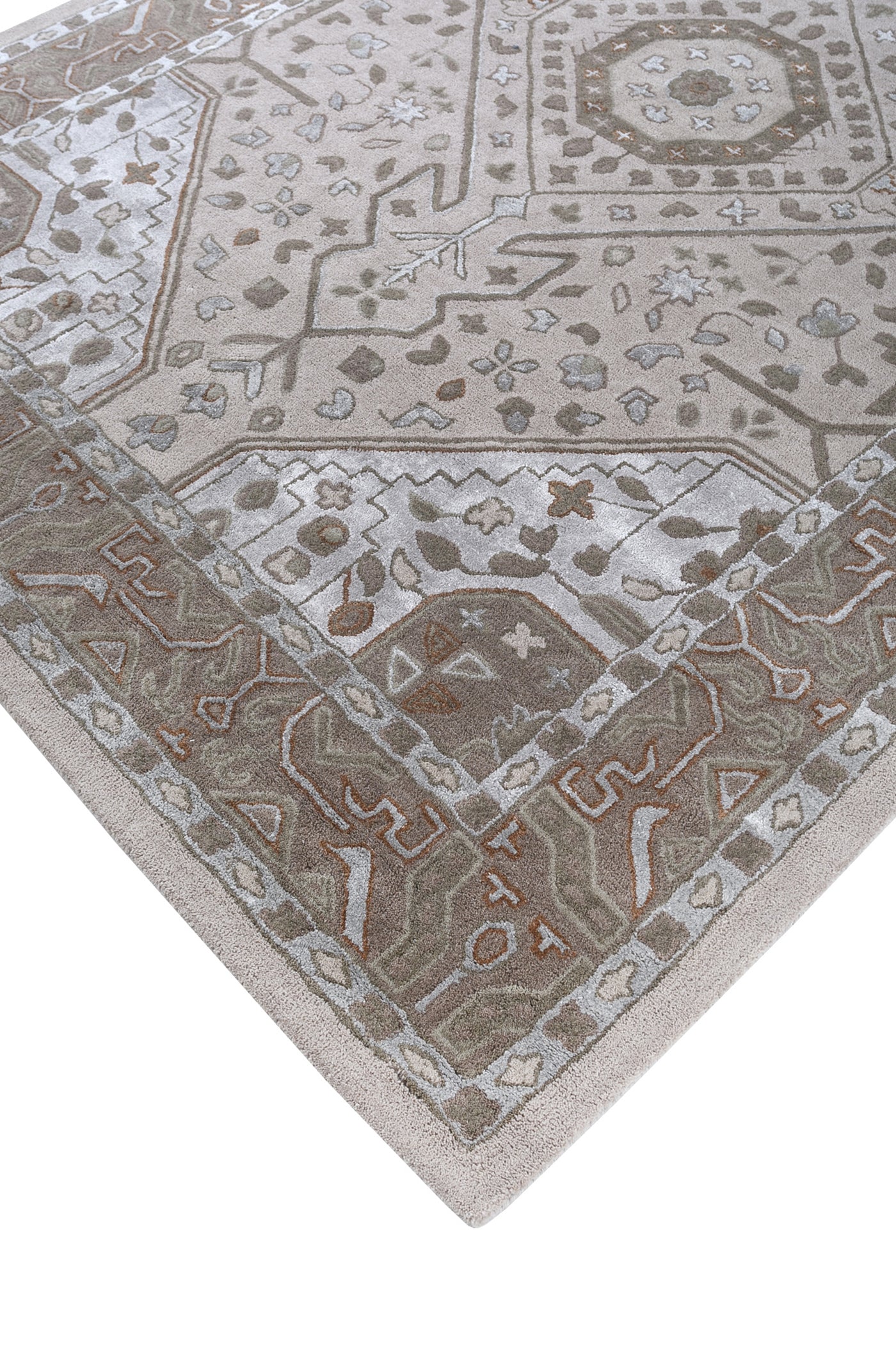 Jaipur Rugs Soft Medallion 6X9 Feet Rug| Beige & Swiss Coffee Hand Tufted Rug Carpet For Living Room