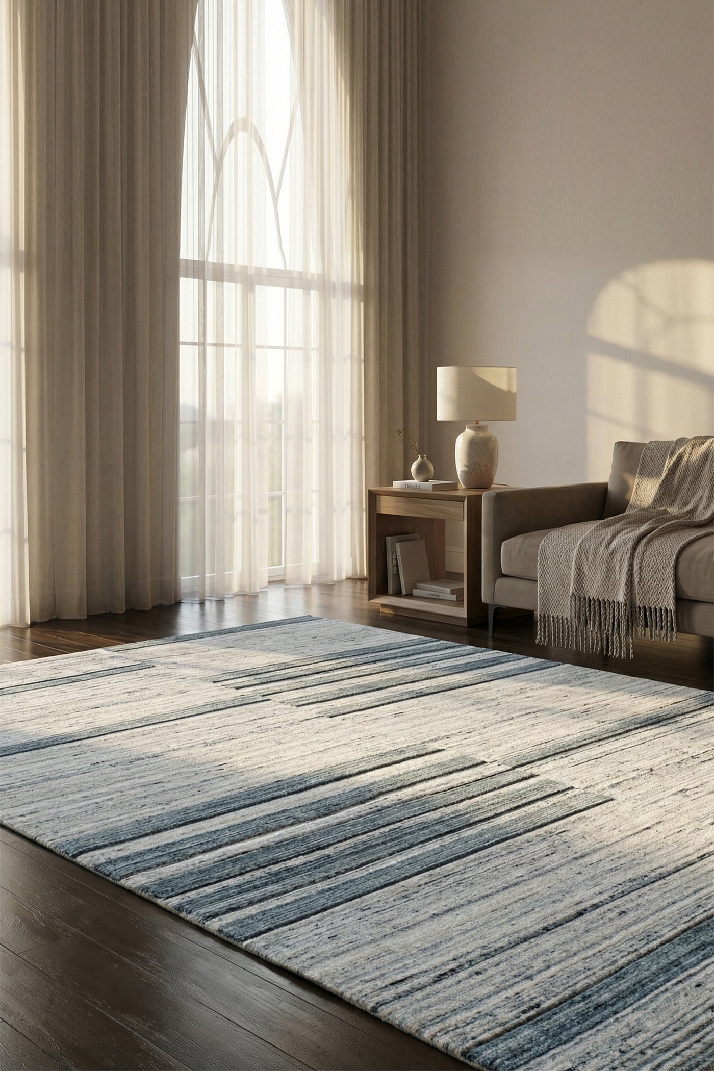 Jaipur Rugs Soft Abstract 5X8 Feet Rug| Natural White Handloom Rug Carpet For Living Room