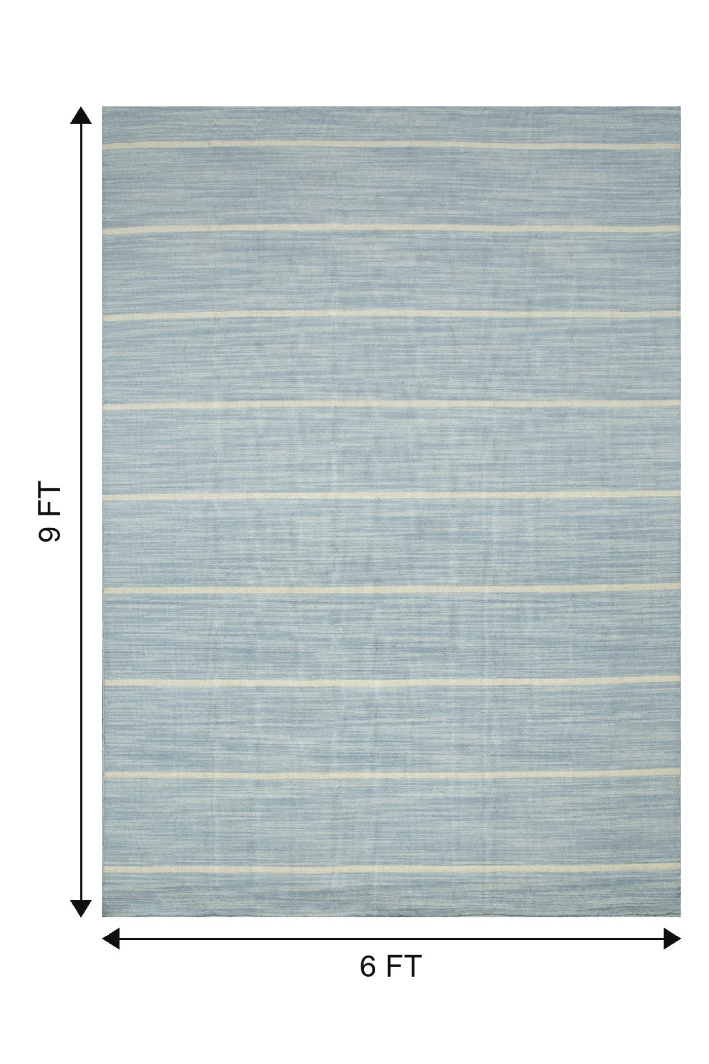 Jaipur Rugs Soft Striped 6X9 Feet Rug| Porcelain Blue & White Ice Hand Knotted Dhurrie Carpet For Living Room