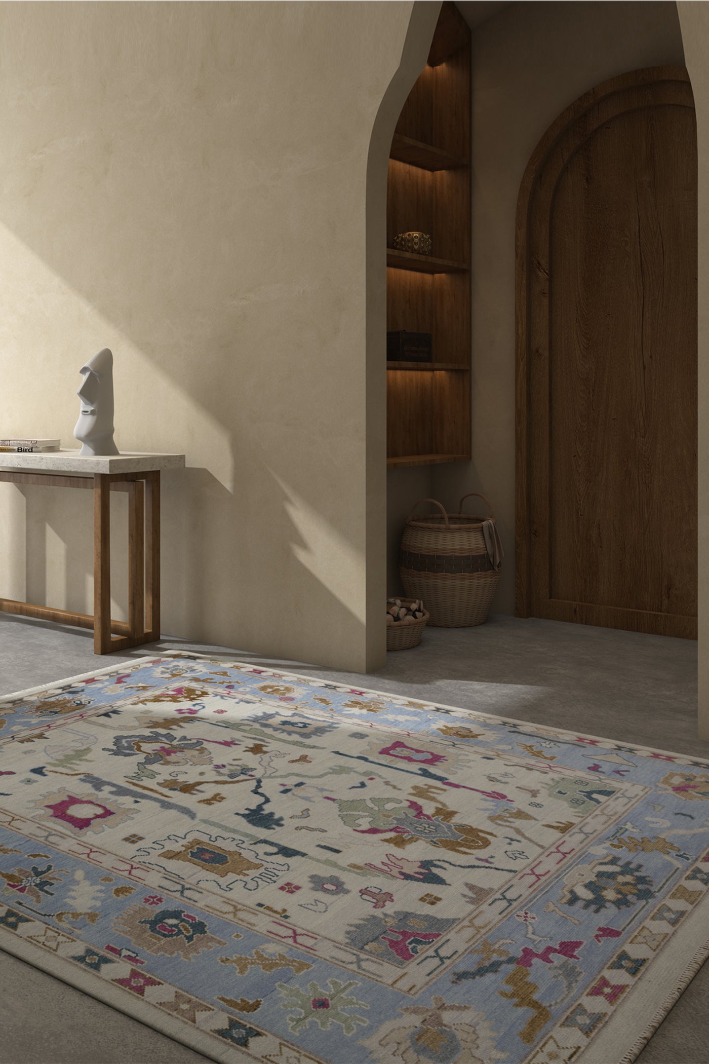 Jaipur Rugs Soft Geomatric Trellis 5X8 Feet Rug| Aruba Blue & White Hand Knotted Dhurrie Carpet For Living Room