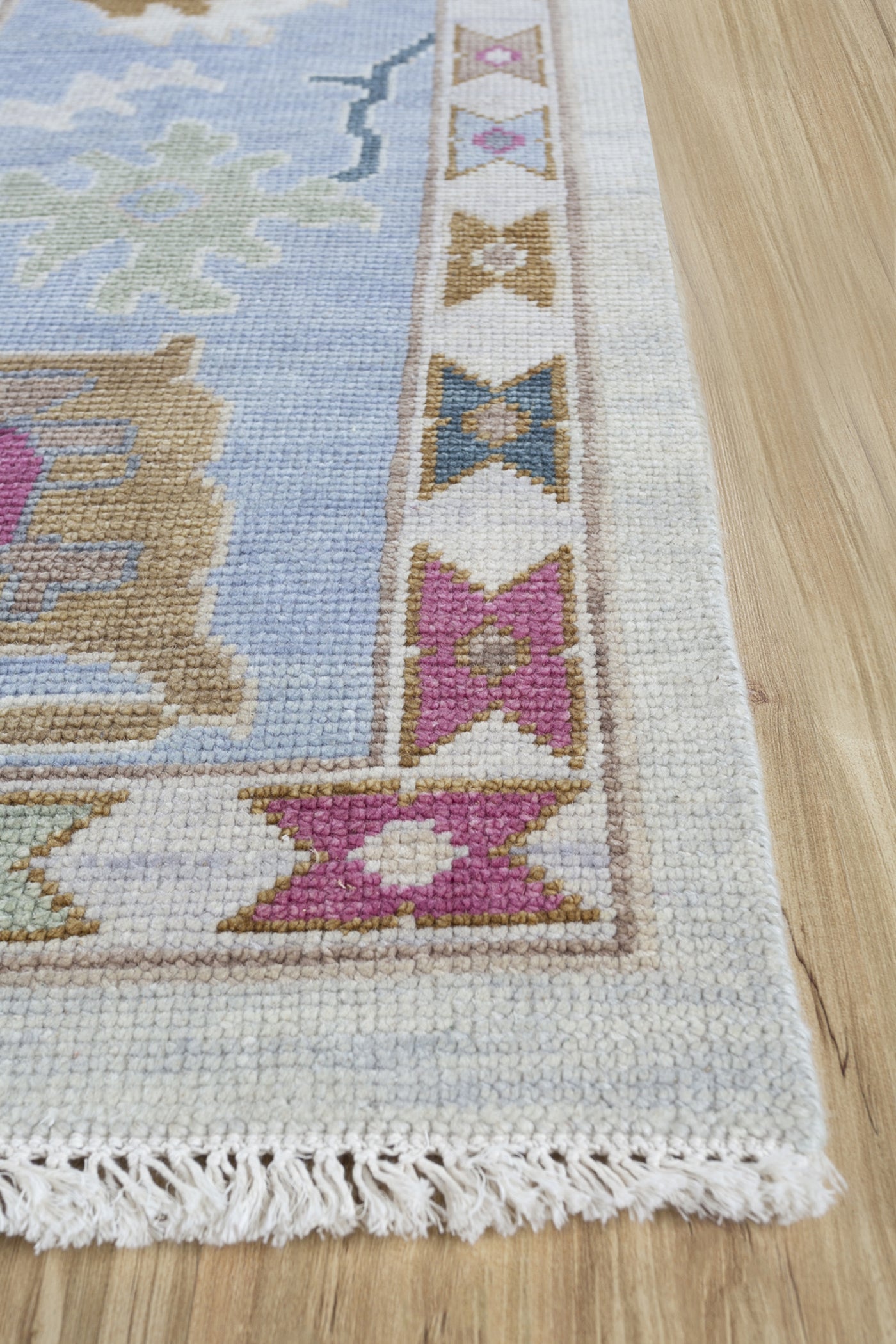 Jaipur Rugs Soft Geomatric Trellis 5X8 Feet Rug| Aruba Blue & White Hand Knotted Dhurrie Carpet For Living Room