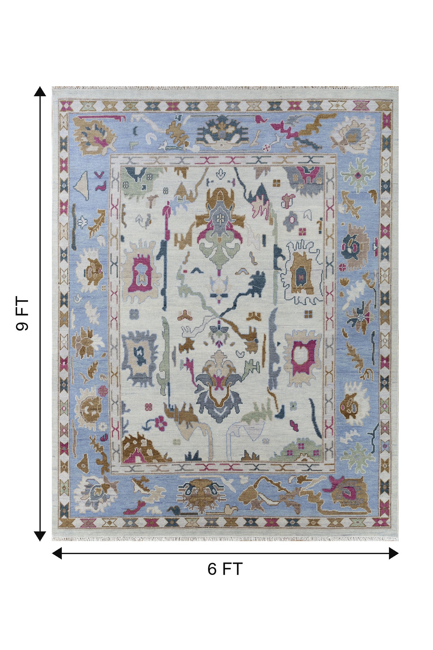 Jaipur Rugs Soft Geomatric Trellis 5X8 Feet Rug| Aruba Blue & White Hand Knotted Dhurrie Carpet For Living Room