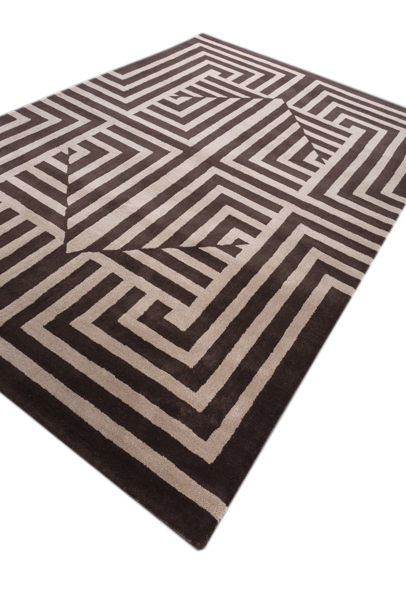 Jaipur Rugs Soft Geometric 6X9 Feet Rug| Clove & Soft Beige Hand Tufted Rug Carpet For Living Room