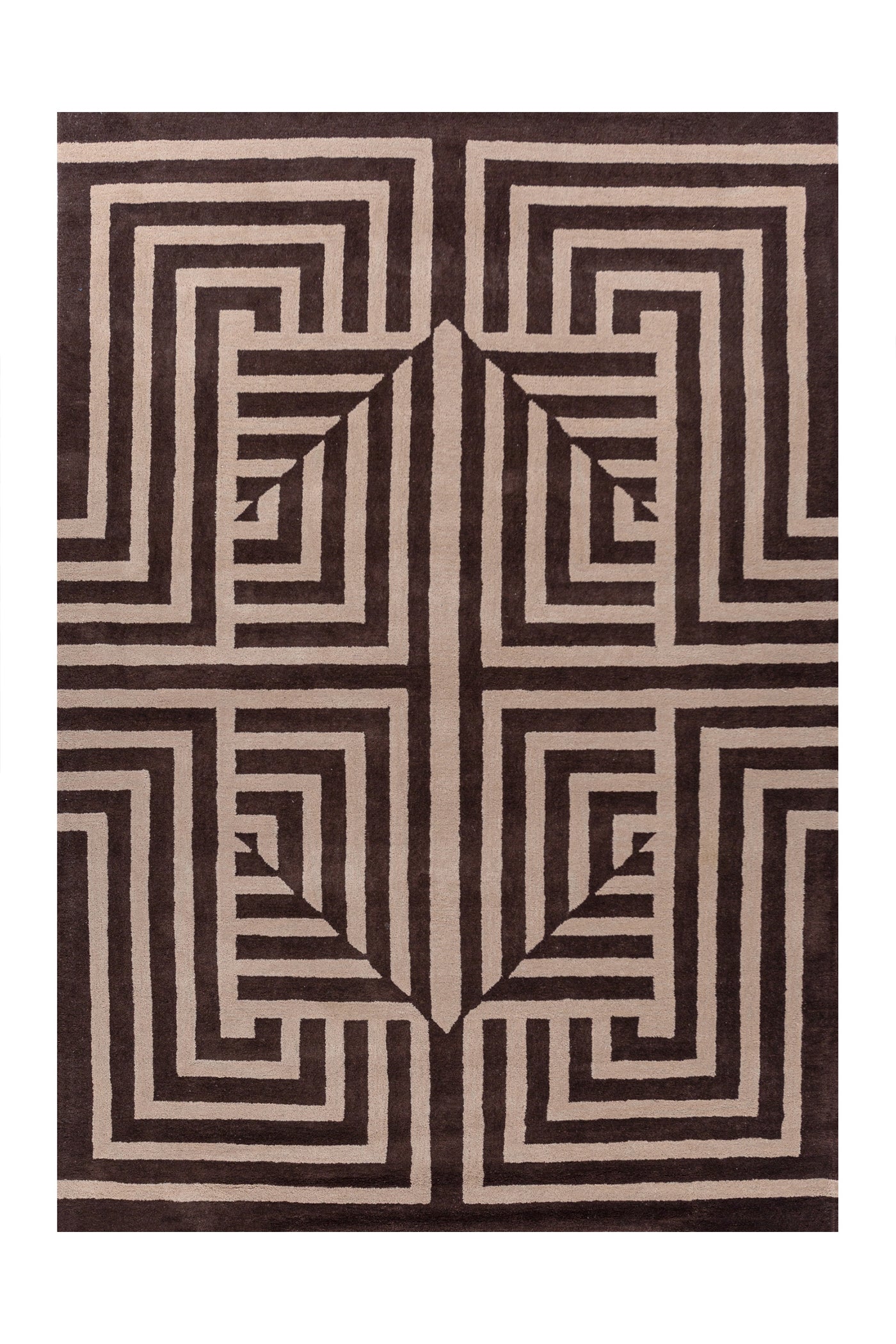 Jaipur Rugs Soft Geometric 6X9 Feet Rug| Clove & Soft Beige Hand Tufted Rug Carpet For Living Room