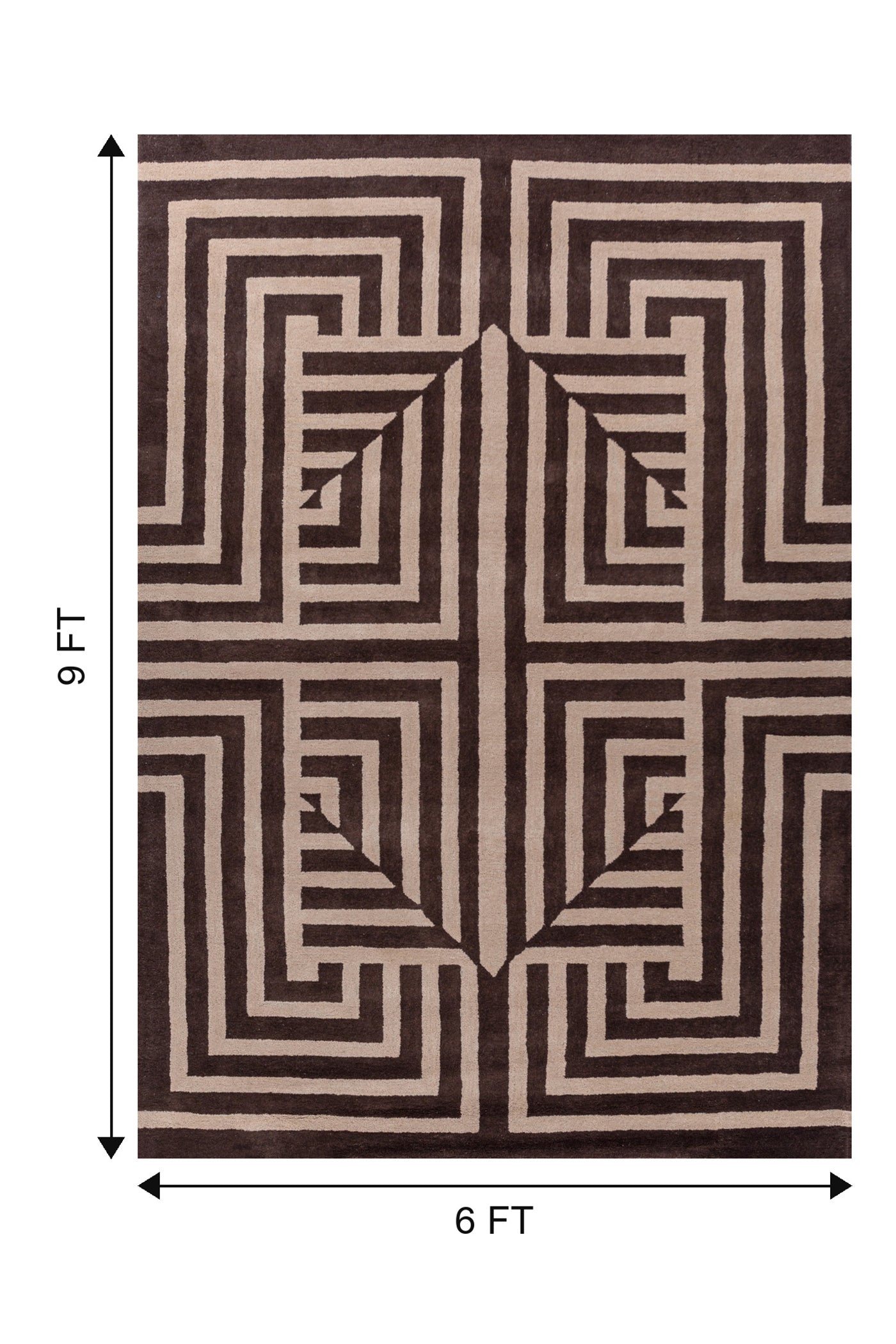 Jaipur Rugs Soft Geometric 6X9 Feet Rug| Clove & Soft Beige Hand Tufted Rug Carpet For Living Room