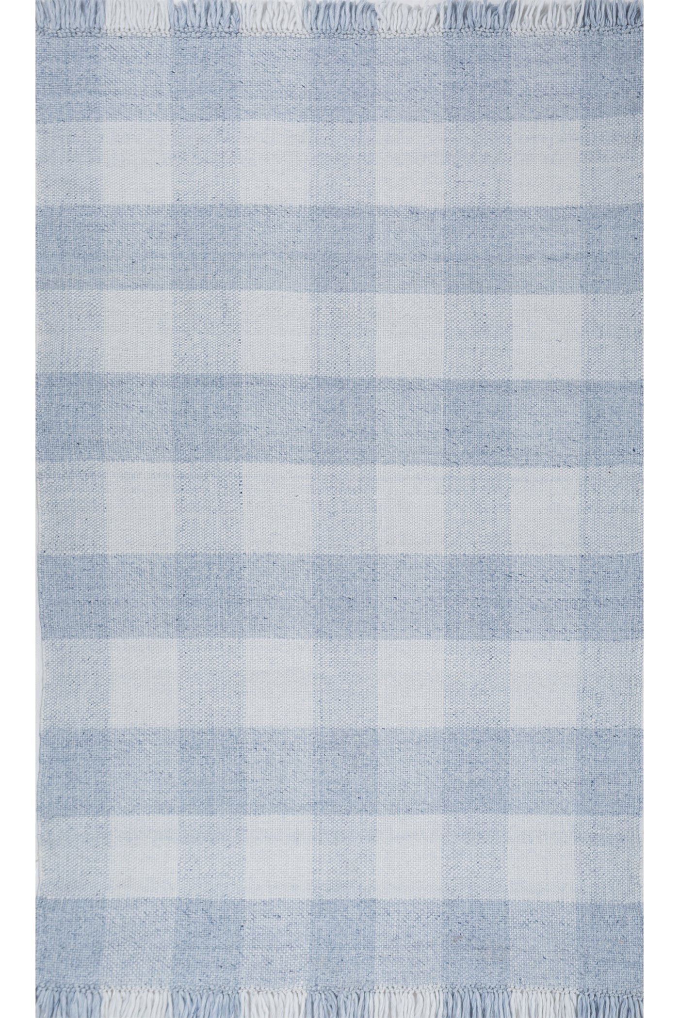 Jaipur Rugs Soft Checkered 9X12 Feet Rug| Silver Lake Blue & White Hand Knotted Dhurrie Carpet For Living Room