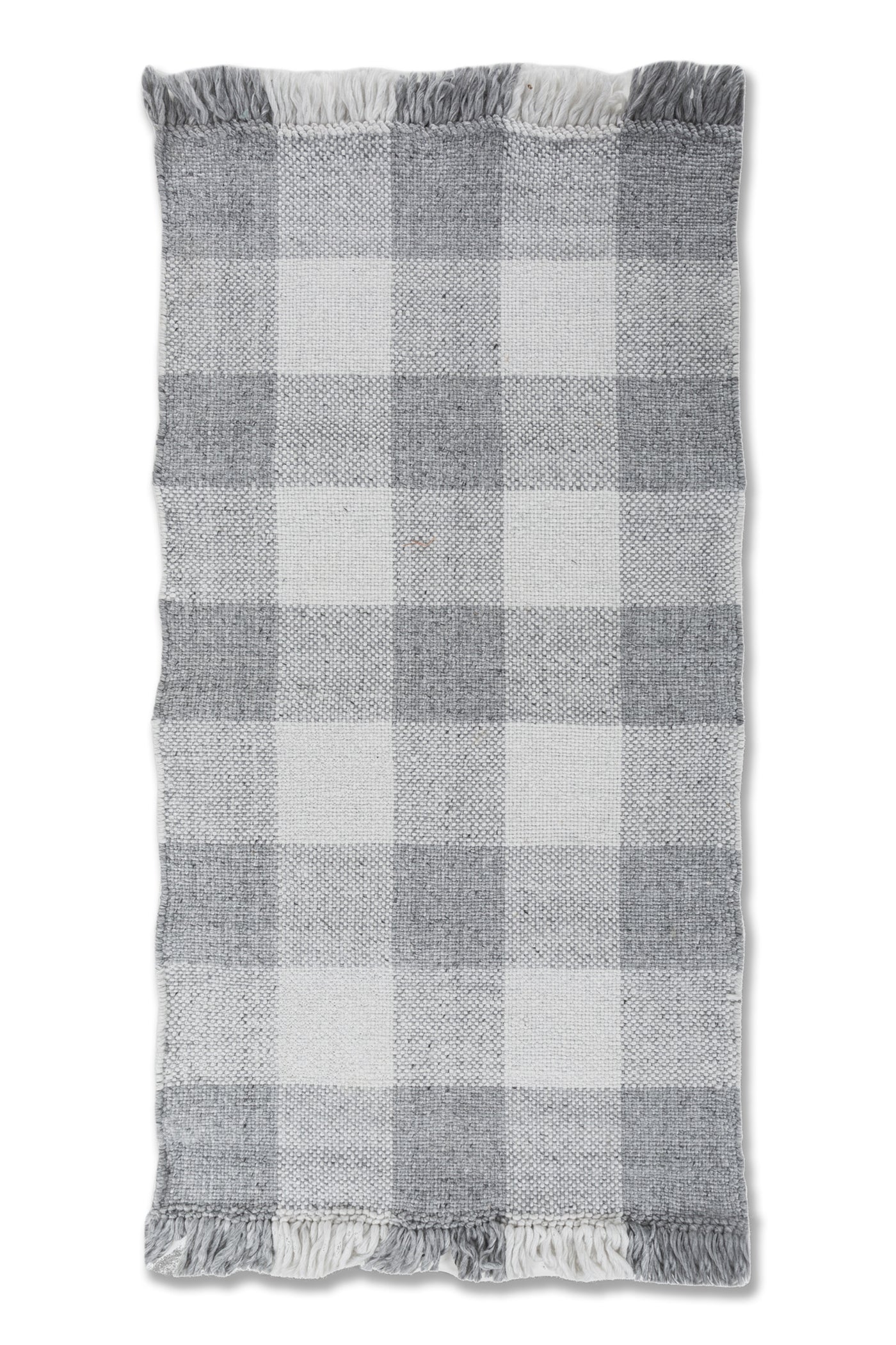 Jaipur Rugs Soft Checkered 8X10 Feet Rug| Smoke Blue & White Hand Knotted Dhurrie Carpet For Living Room