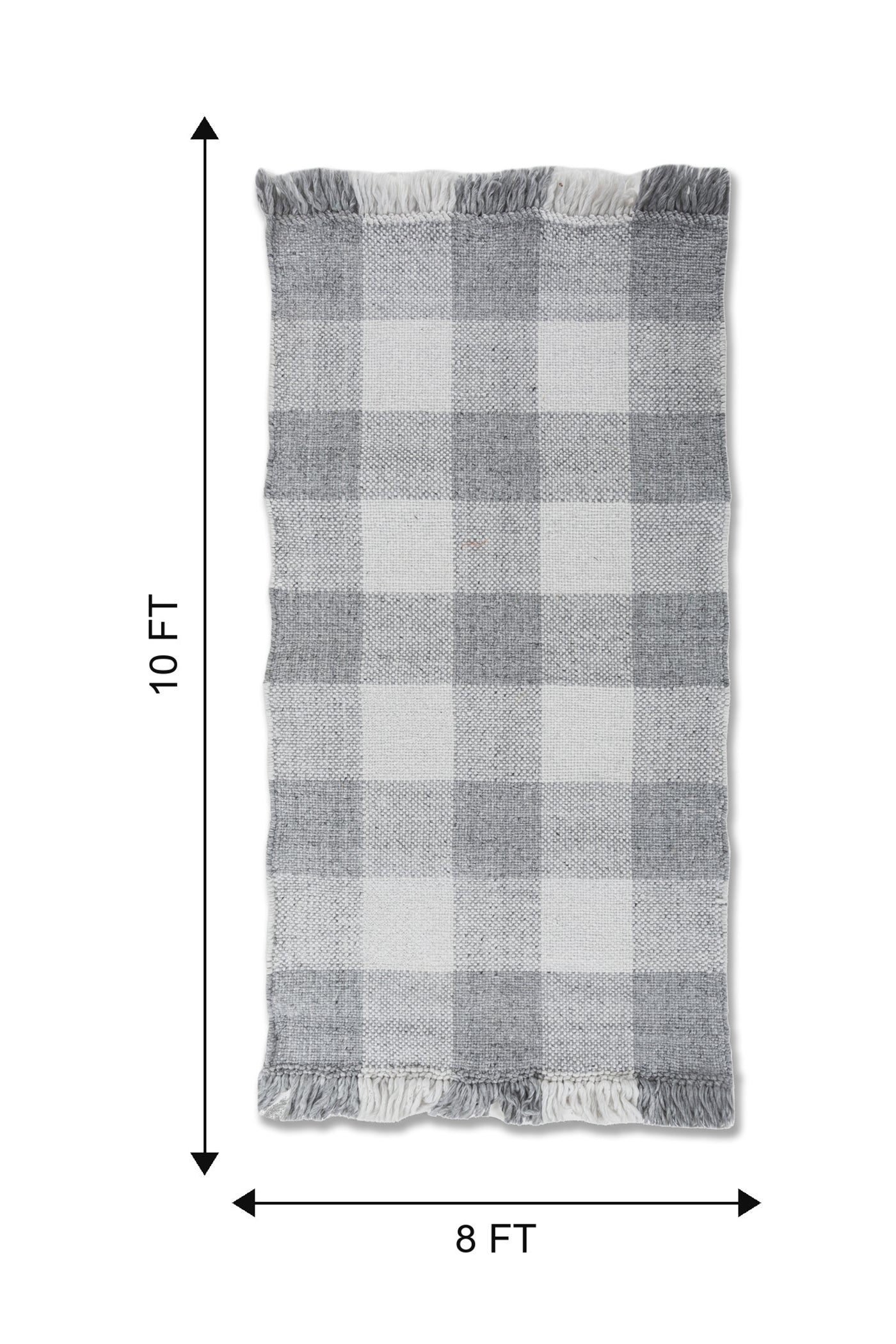 Jaipur Rugs Soft Checkered 8X10 Feet Rug| Smoke Blue & White Hand Knotted Dhurrie Carpet For Living Room