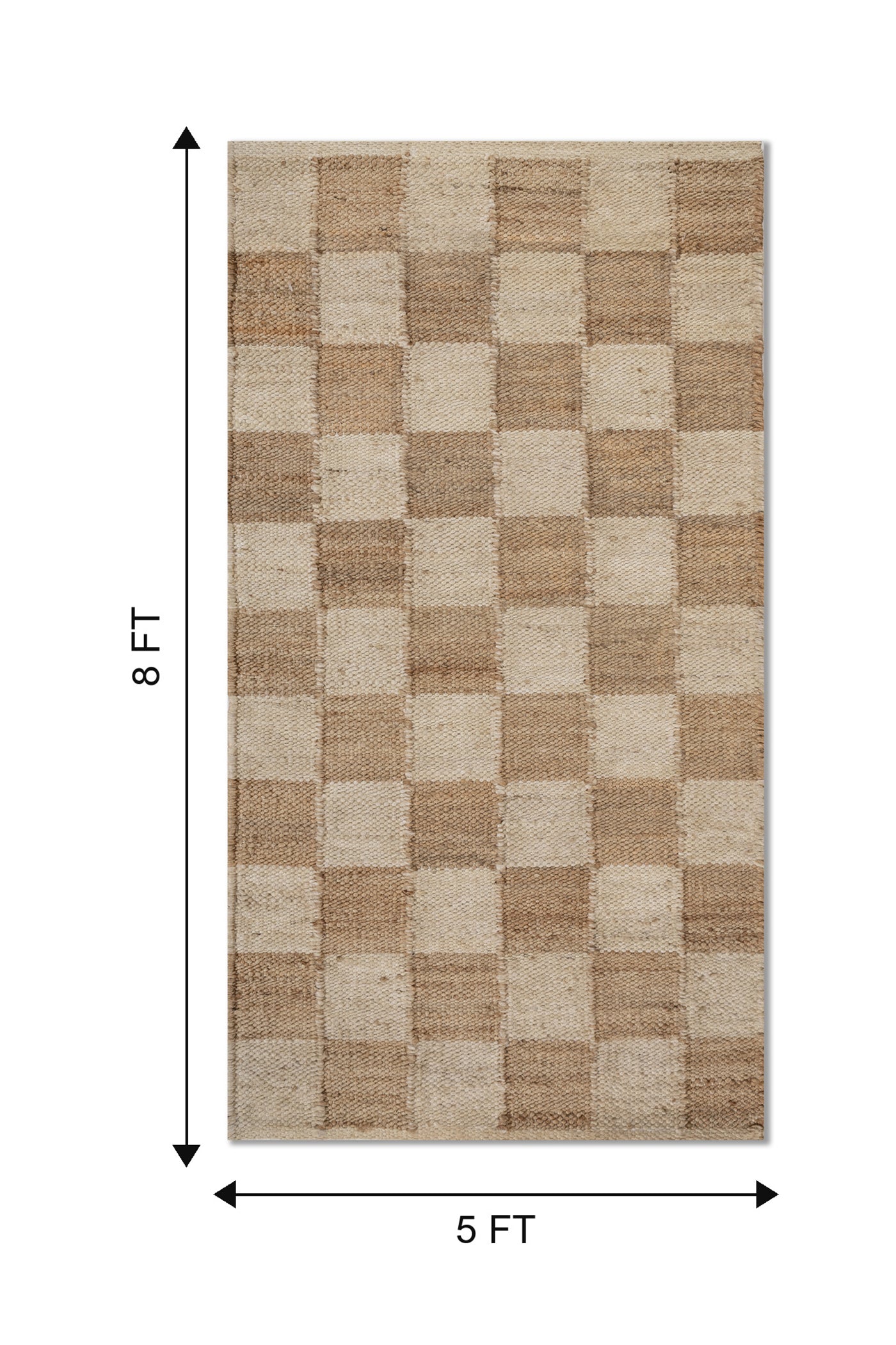 Jaipur Rugs Soft Damier Chess 5X8 Feet Rug| Eucalyptus & Natural Hand Knotted Dhurrie Carpet For Living Room