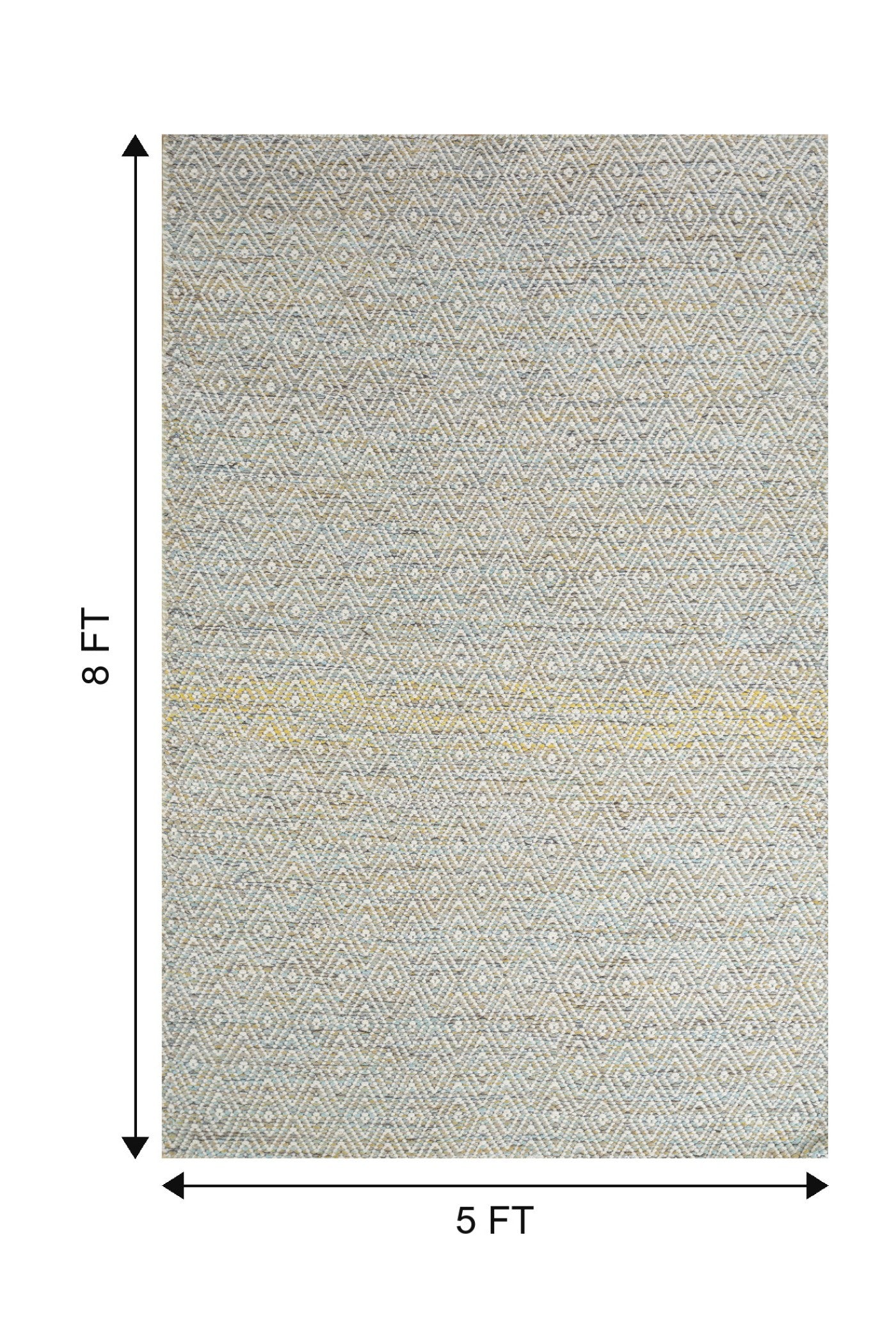 Jaipur Rugs Soft Diamond 5X8 Feet Rug| Pearl Blue & White Hand Knotted Dhurrie Carpet For Living Room