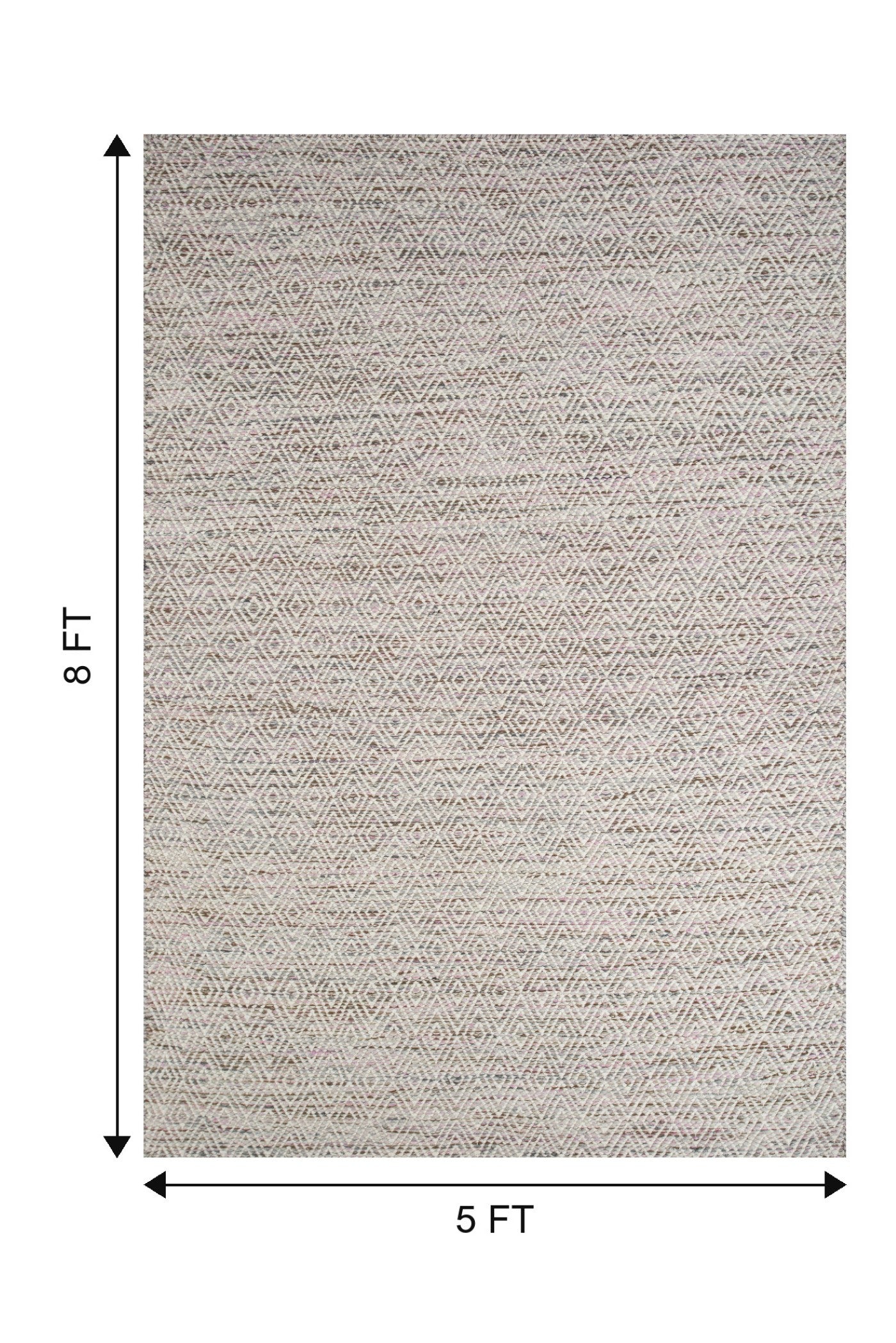 Jaipur Rugs Soft Diamond 5X8 Feet Rug| Fuchsia Purple & Snow White Hand Knotted Dhurrie Carpet For Living Room