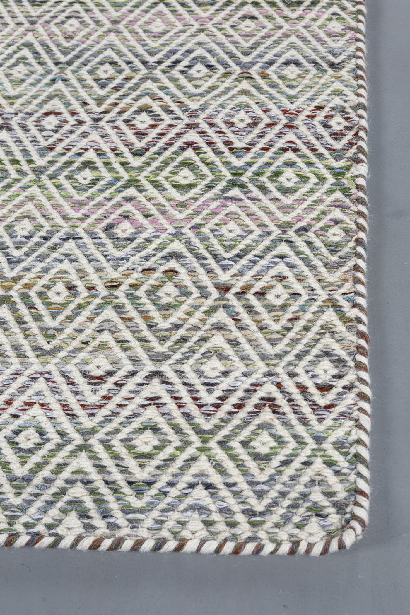 Jaipur Rugs Soft Diamond 6X9 Feet Rug| Medium Sea Green & Undyed White Hand Knotted Dhurrie Carpet For Living Room
